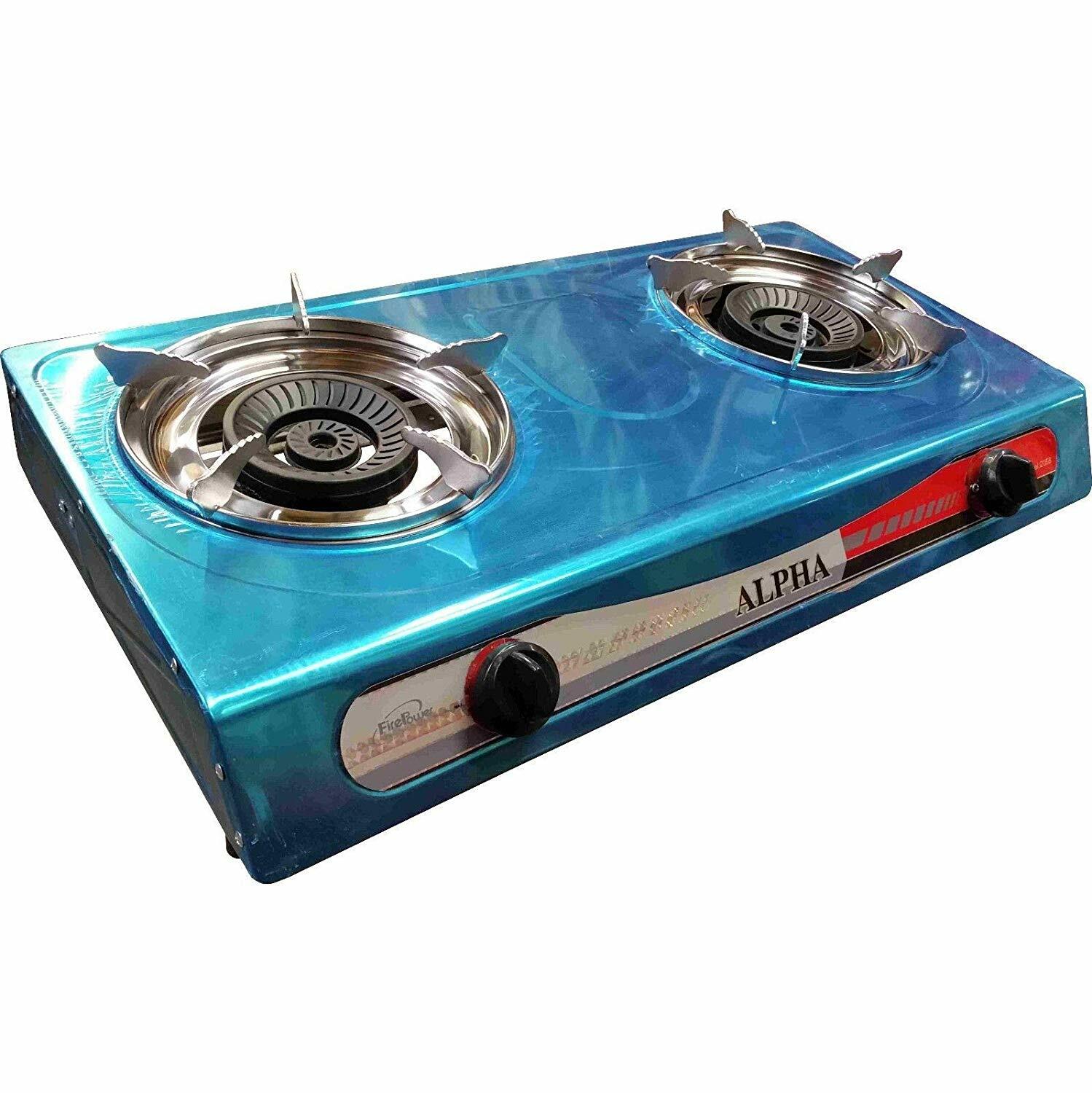 DOUBLE BURNER STOVE DOUBLE HEAD PORTABLE PROPANE GAS FOR OUTDOOR CAMPING