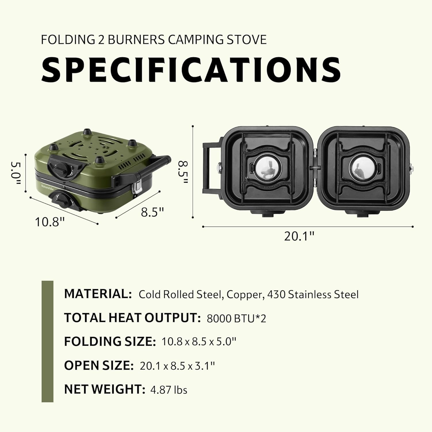 Lightweight Folding Camp Stove with Carry Bag and High Energy Output for Camping