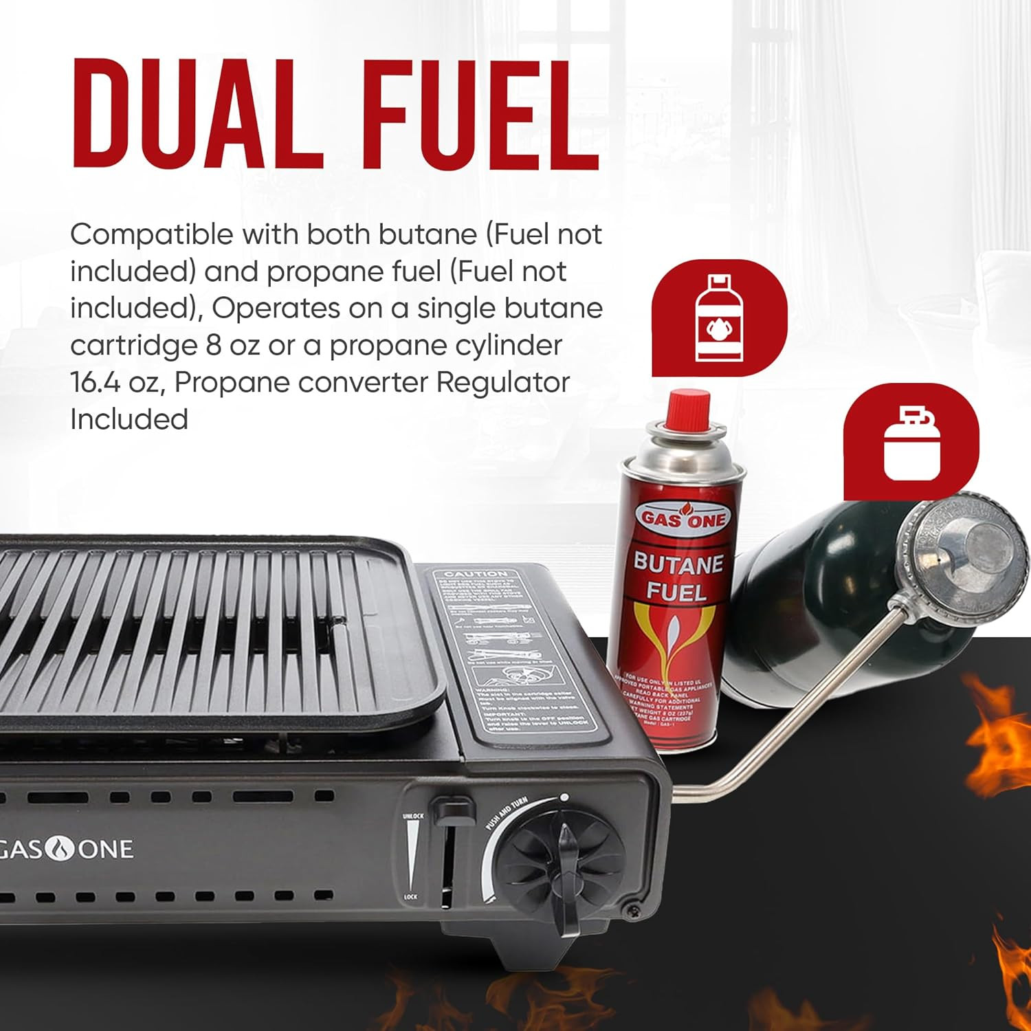 Dual Fuel Portable Camping Grill – Propane/Butane Stove with Carry Case