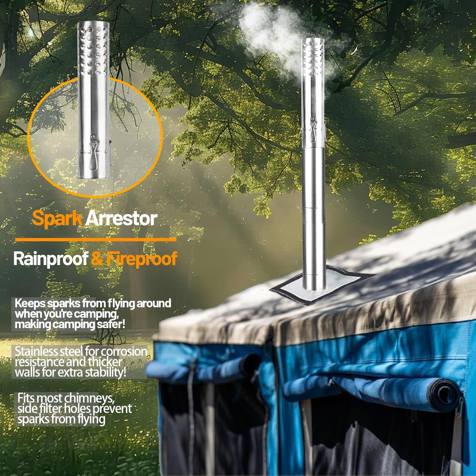 Hot Tent Stove,Wood Burning Stove,Small Wood Stove with 7 Stainless Chimney P…