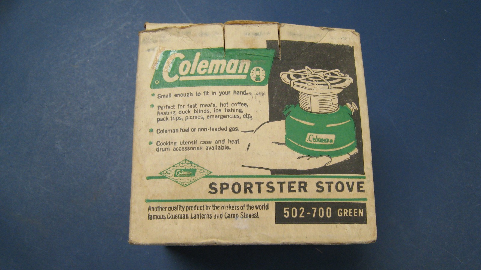 Vintage Coleman Sportster 502 Camp Stove w Box & papers Working & Excellent 1965