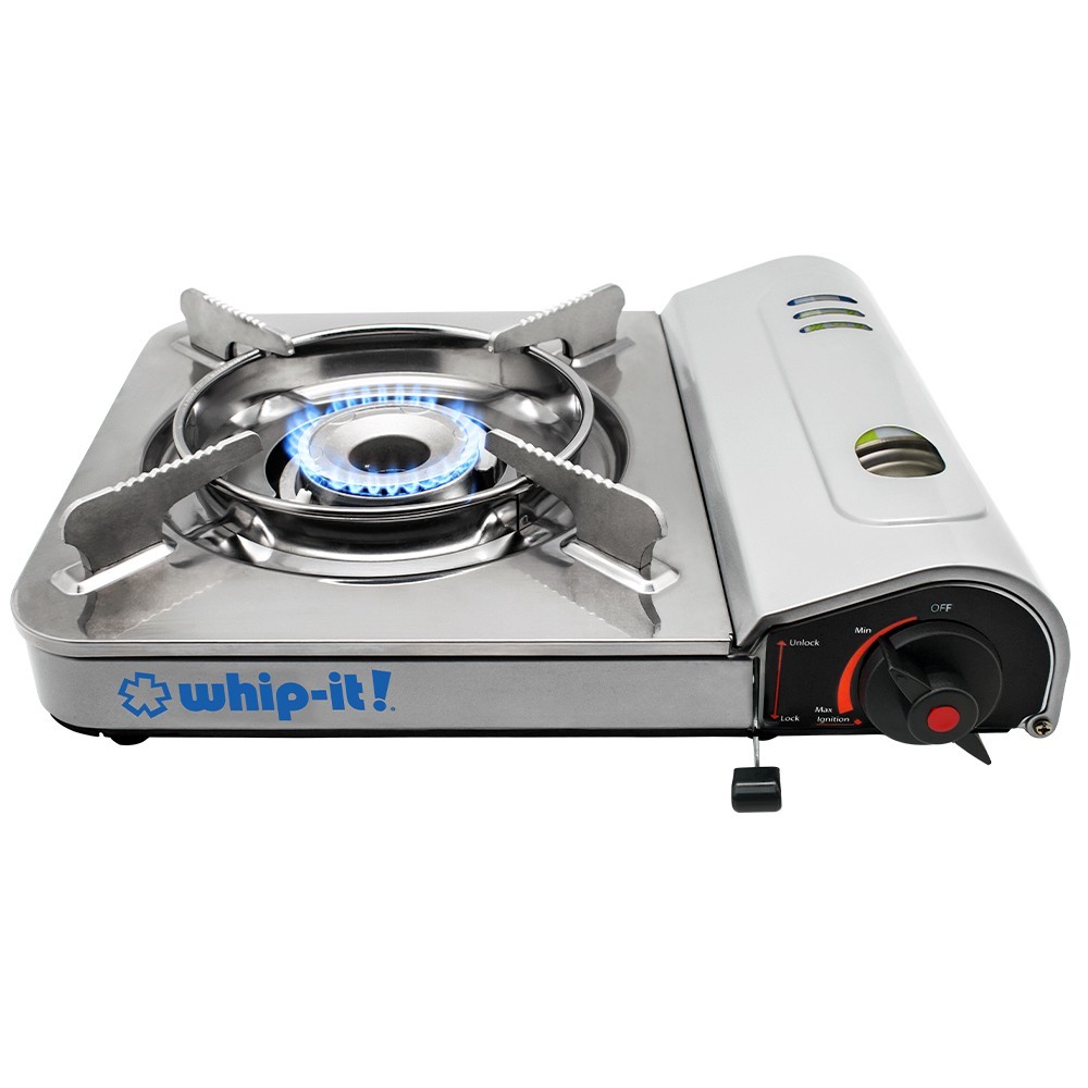 New WHIP IT Portable Single Butane Gas Camping Stove w/ Hard Case 4 CANS