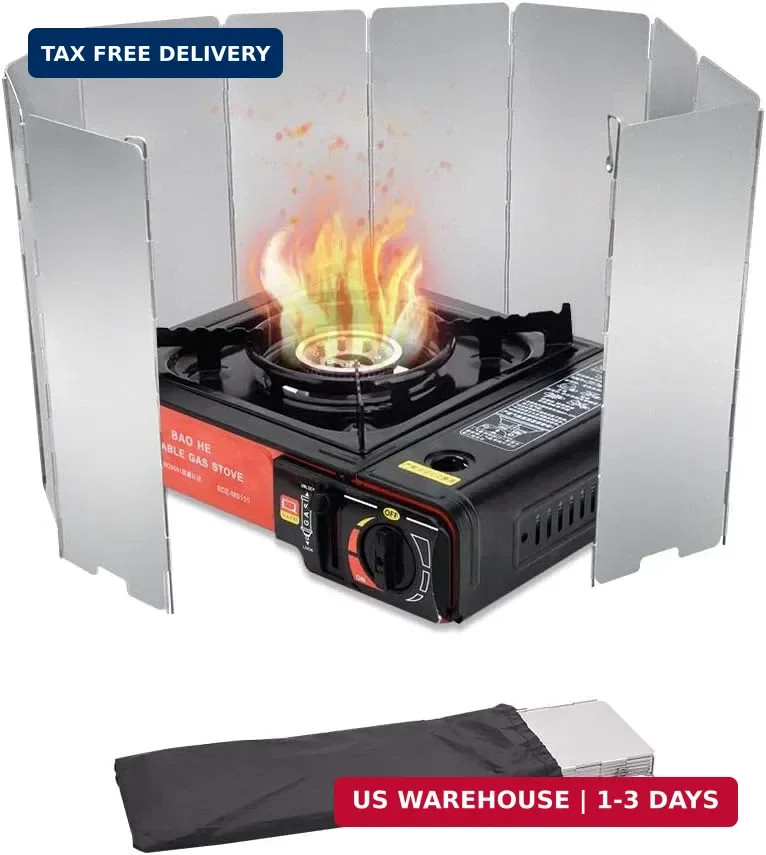 10Plates Stove Windscreen,Aluminum Stove Windshield with Drawstring Bag|for Camp