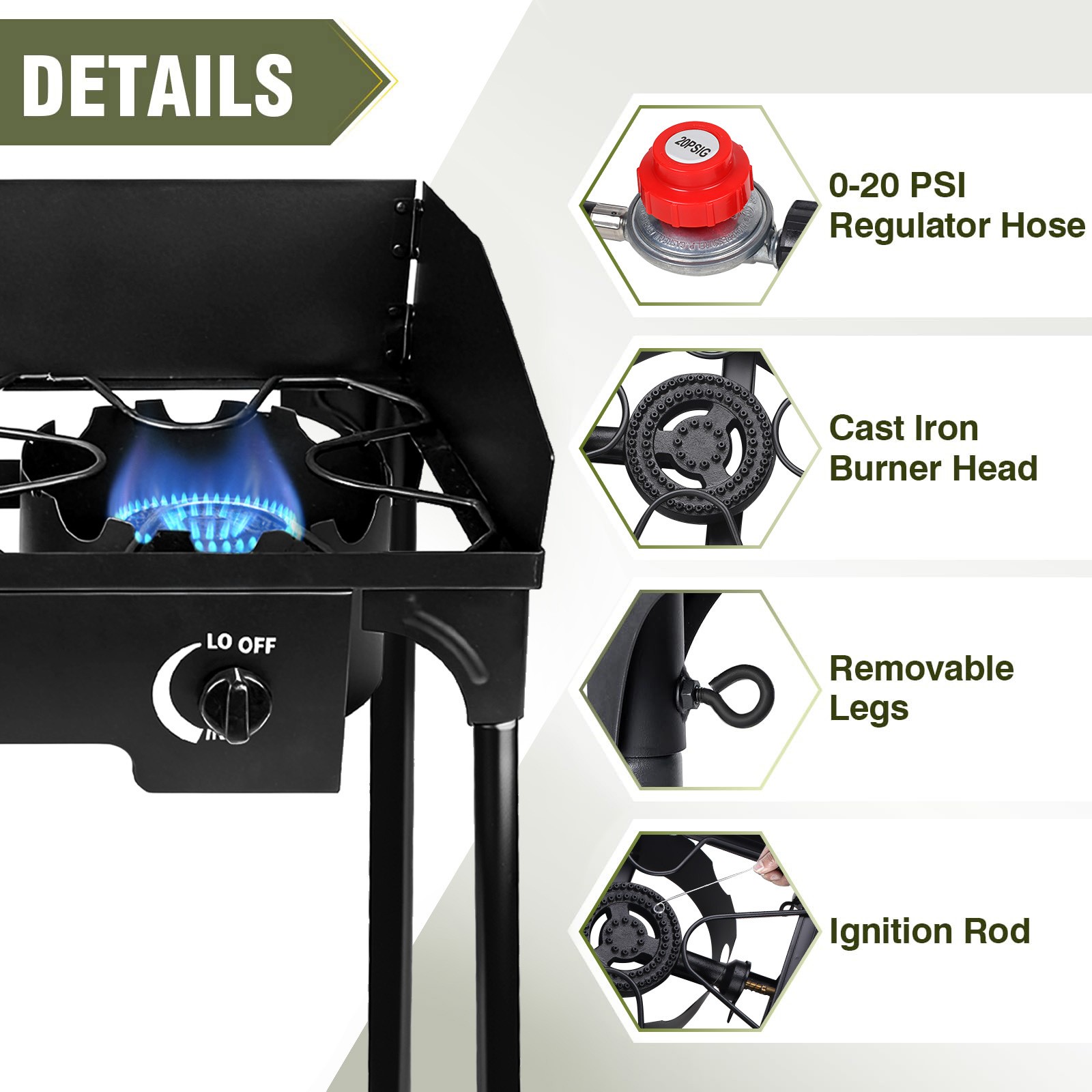 Portable Propane 150,000-BTU 2 Burner Gas Cooker Outdoor Camping Stove Grill