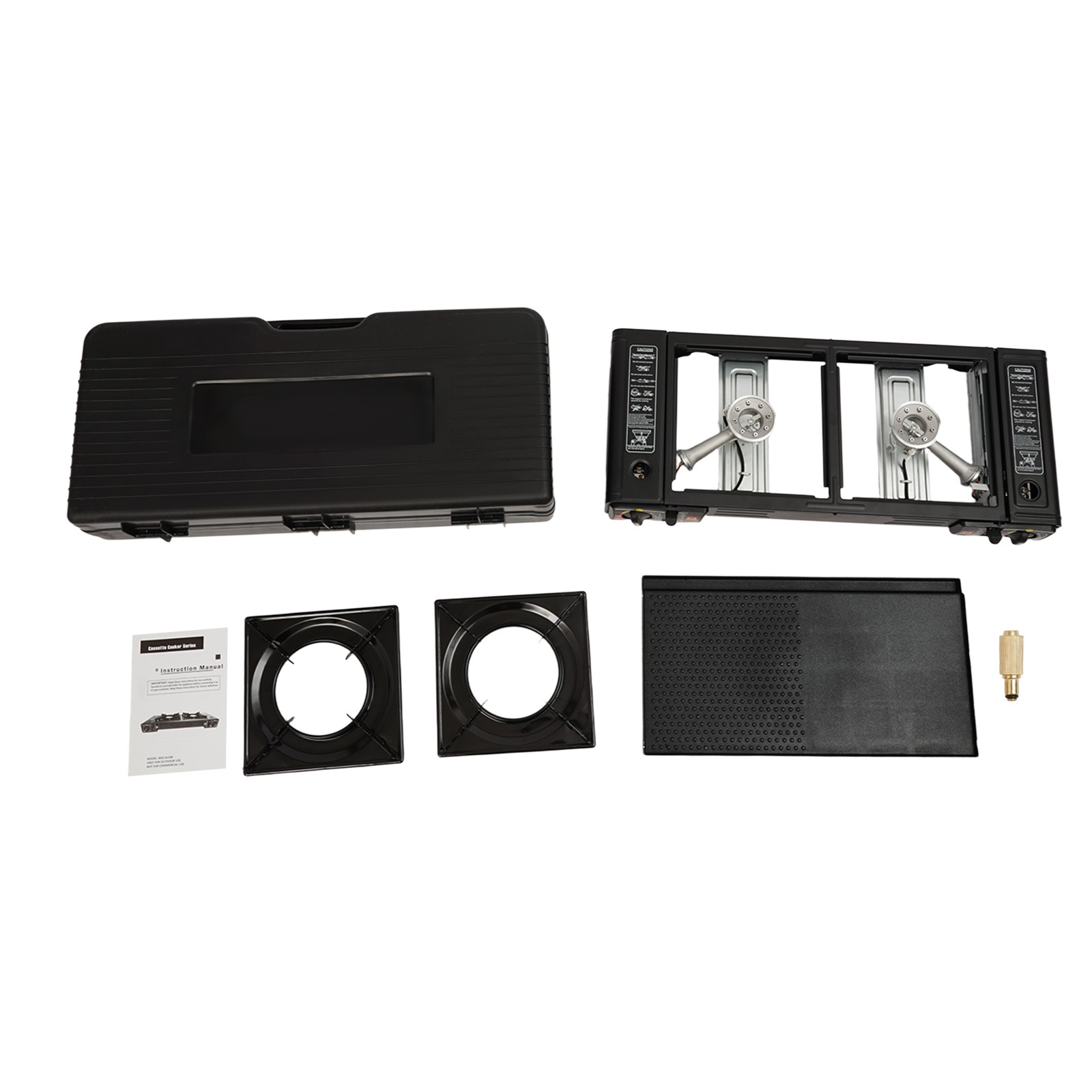 2-Burner Portable Butane Camping Stove for Outdoor Cooking with Carrying Case