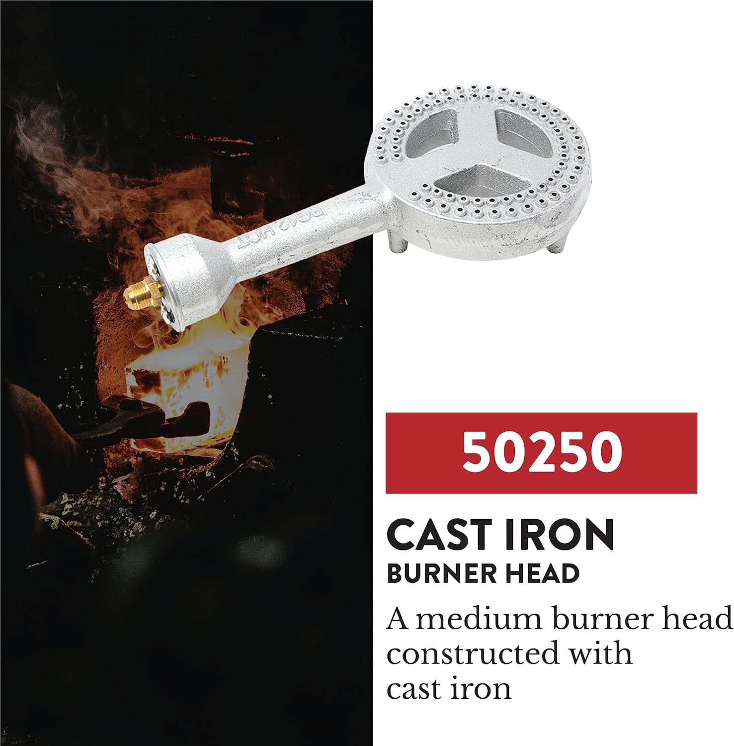 GasOne High Pressure Cast-Iron Burner Head with Brass Fitting