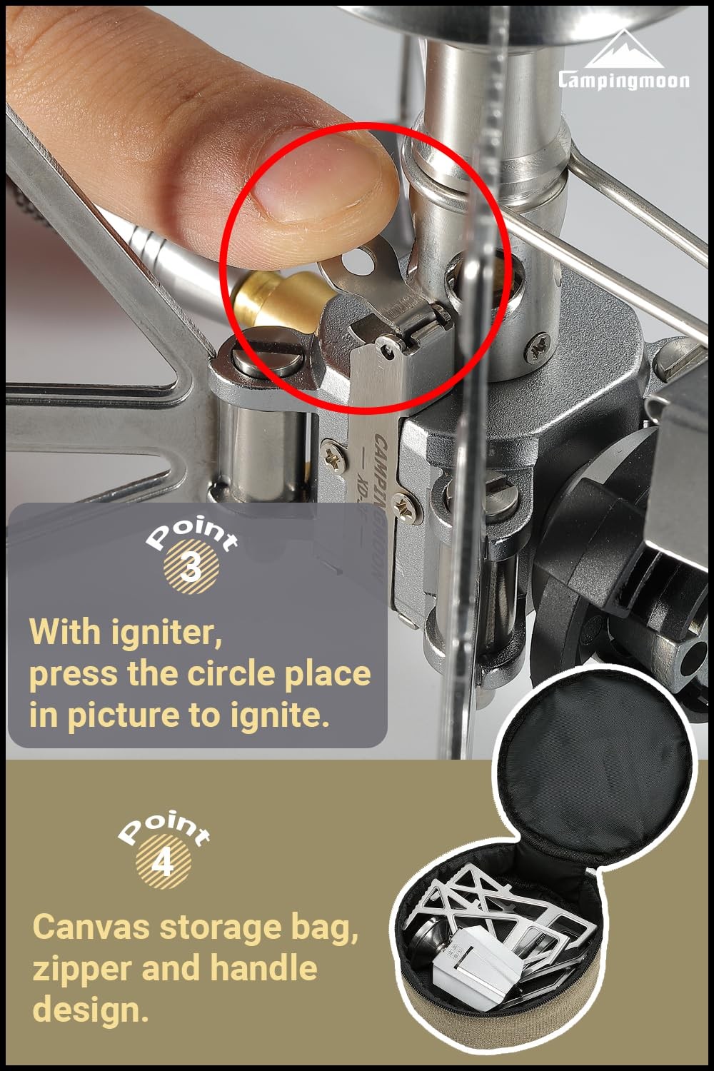 Silver Butane Portable Camping Stove Single Burner Regulator Bag XD3