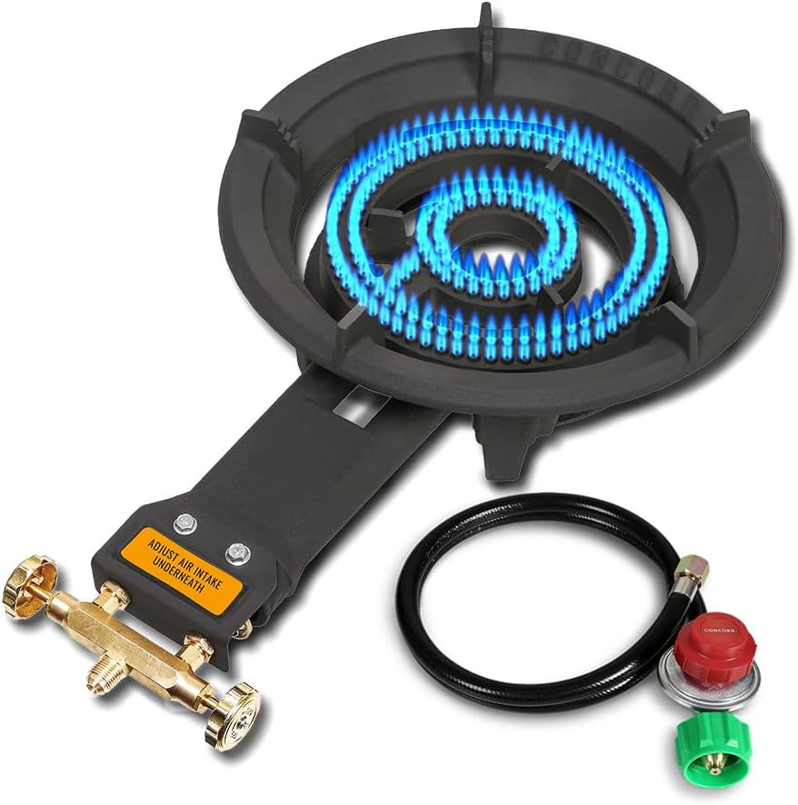 CONCORD Roadster Burner. 13″ Cast Iron Single Propane Wok Burner. Dual Controlle
