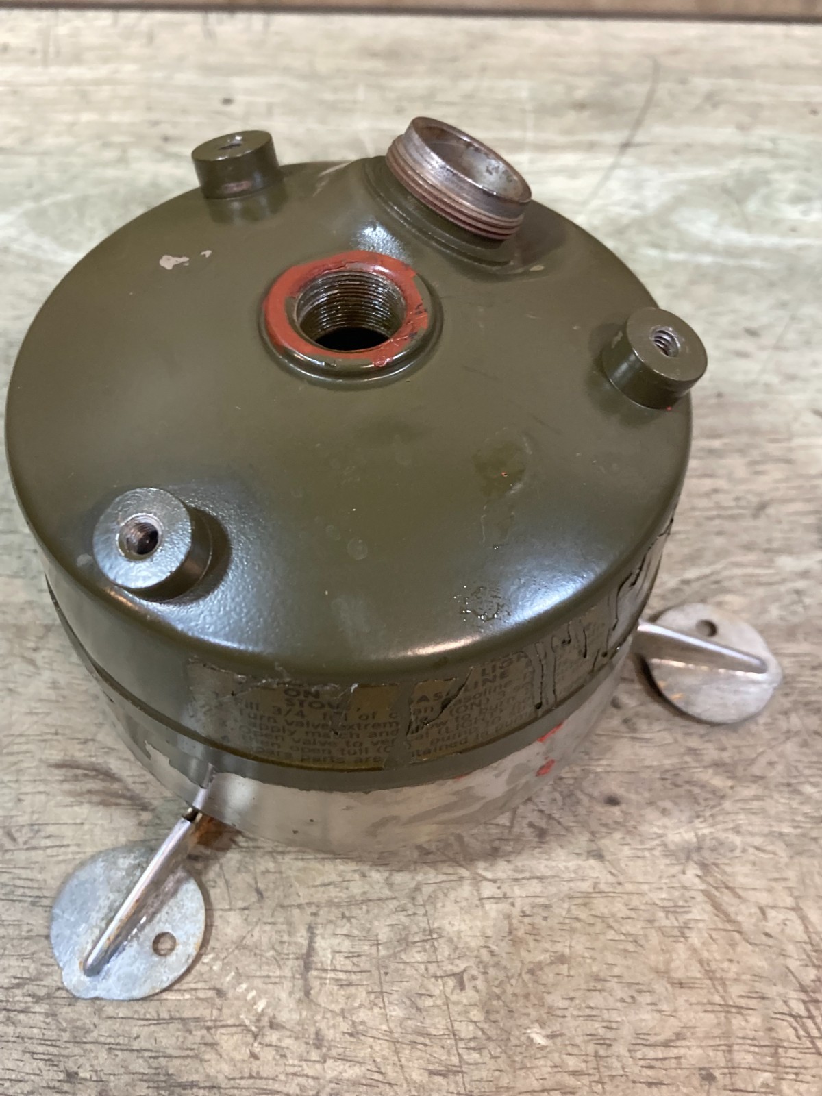 M1950 Coleman Stove – Fount Tank – Major paint and Decal loss