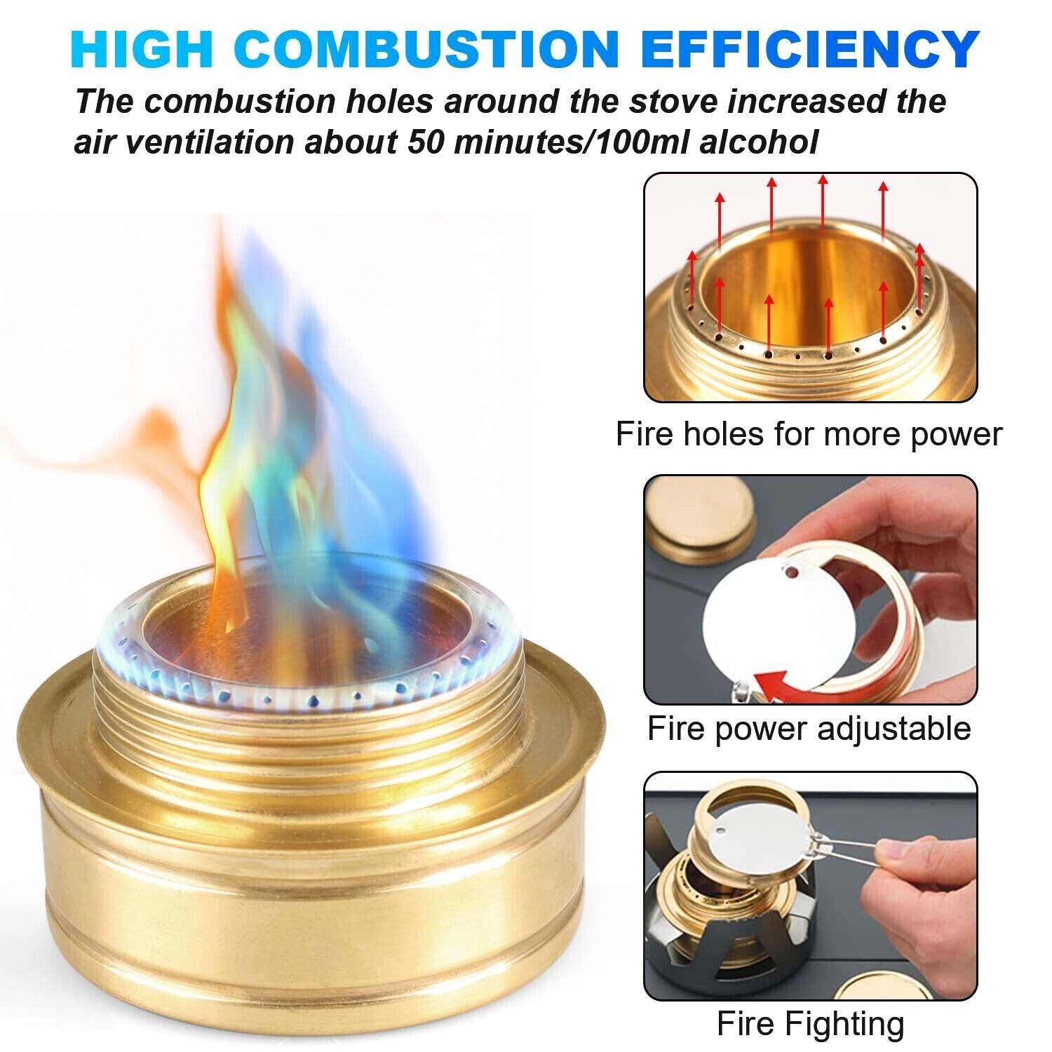 Portable Alcohol Stove Brass Burner with Stand for Camping Hiking