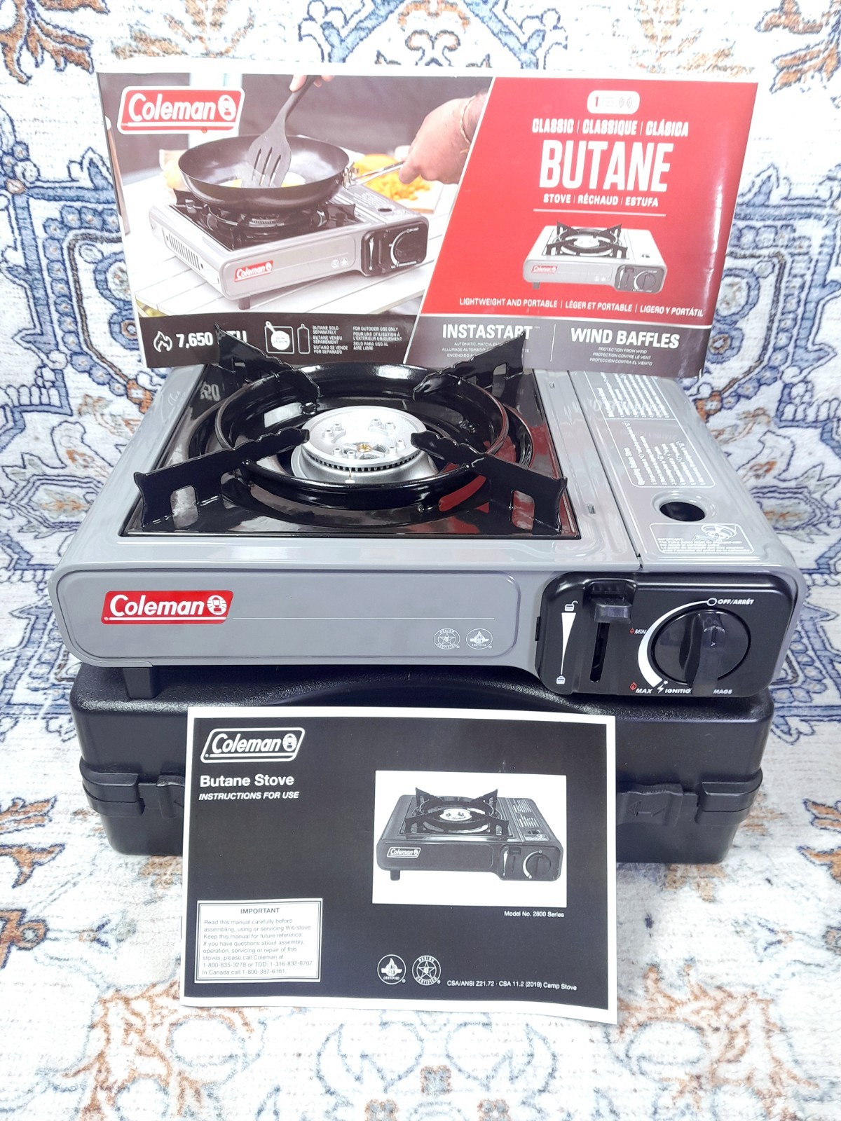 NEW Coleman Portable Butane Camping Stove w/Case Single Burner 7,650 BTU