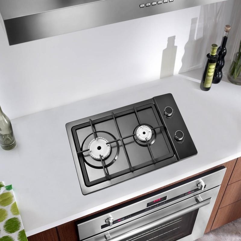 Kitchen 20 inch Gas Cooktop 2 burners NG/LPG Stainless Steel Tempered Glass New