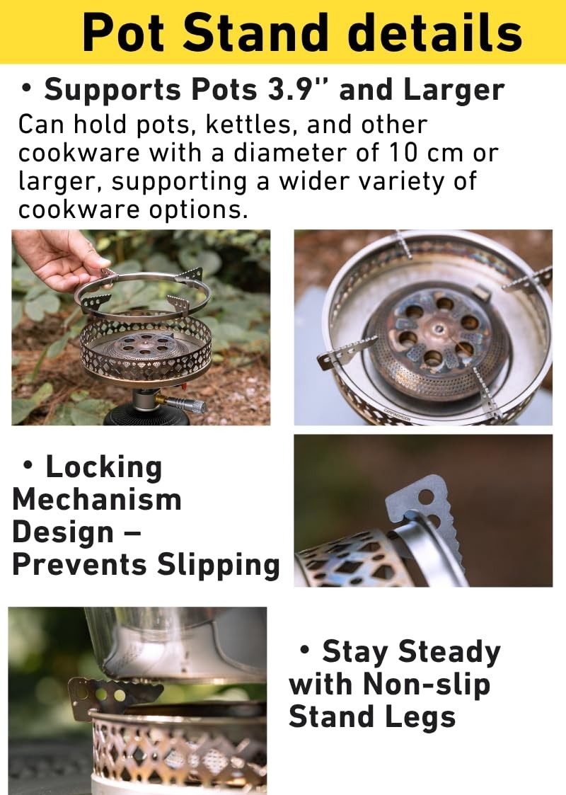 Portable Propane Camping Stove – High Output Single Burner, Piezo Ignition, Wind