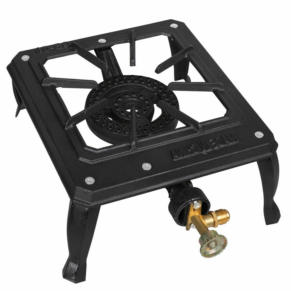 Single Burner Camping Stove Cast Iron Propane Gas LPG Outdoor BBQ Cooker US