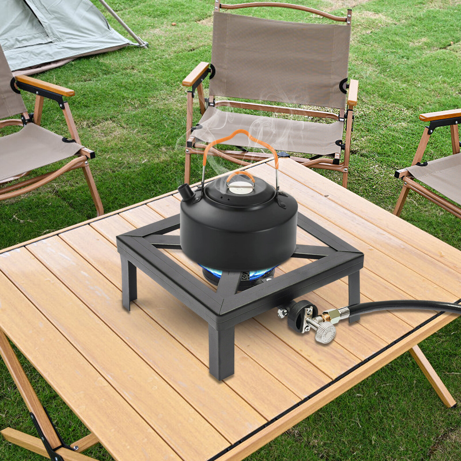 Propane Cooker Burner Stove Gas Outdoor Cooking Camping Stand BBQ Grill + Hose