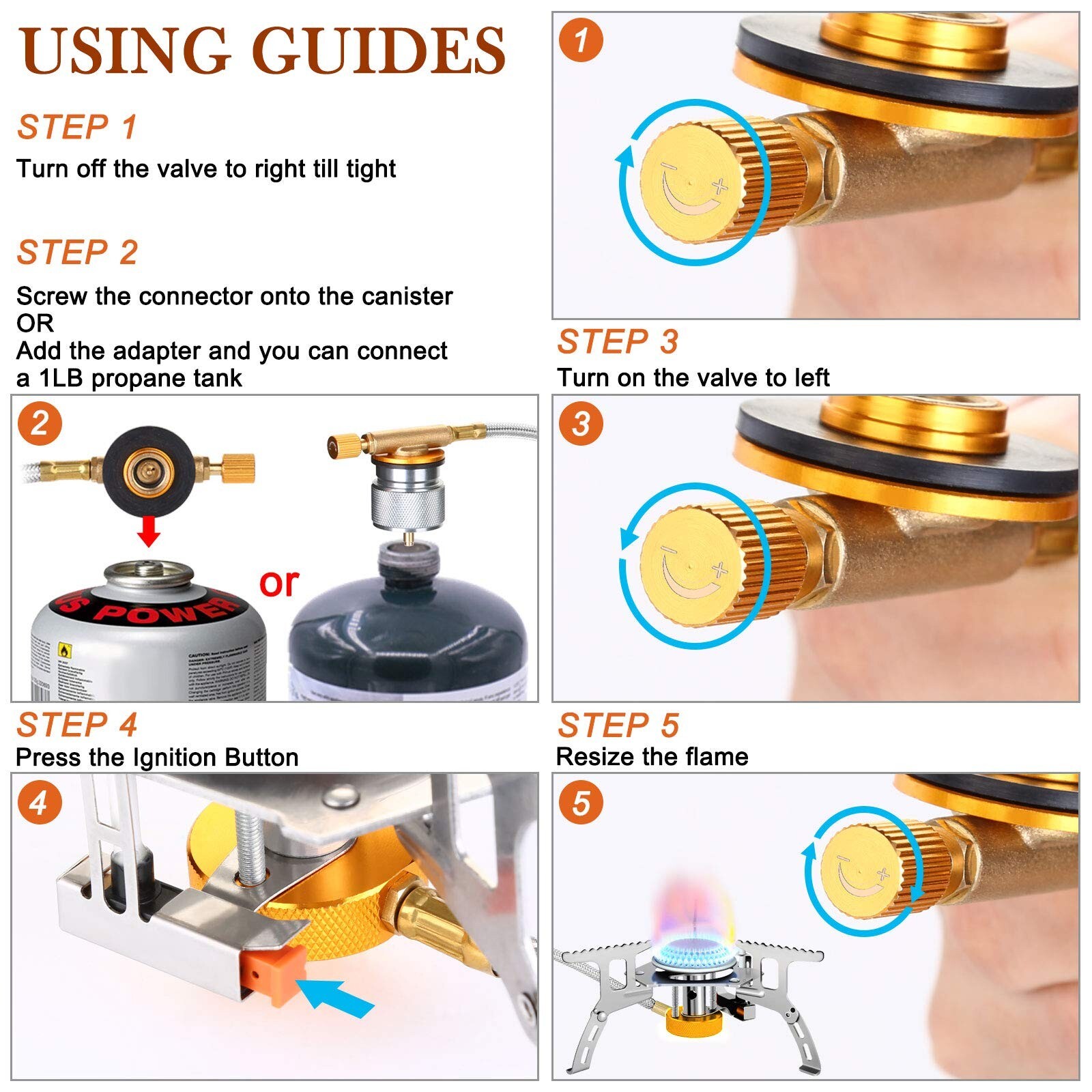 Camping Gas Stove 3700W Portable Backpacking Stove with Piezo Ignition