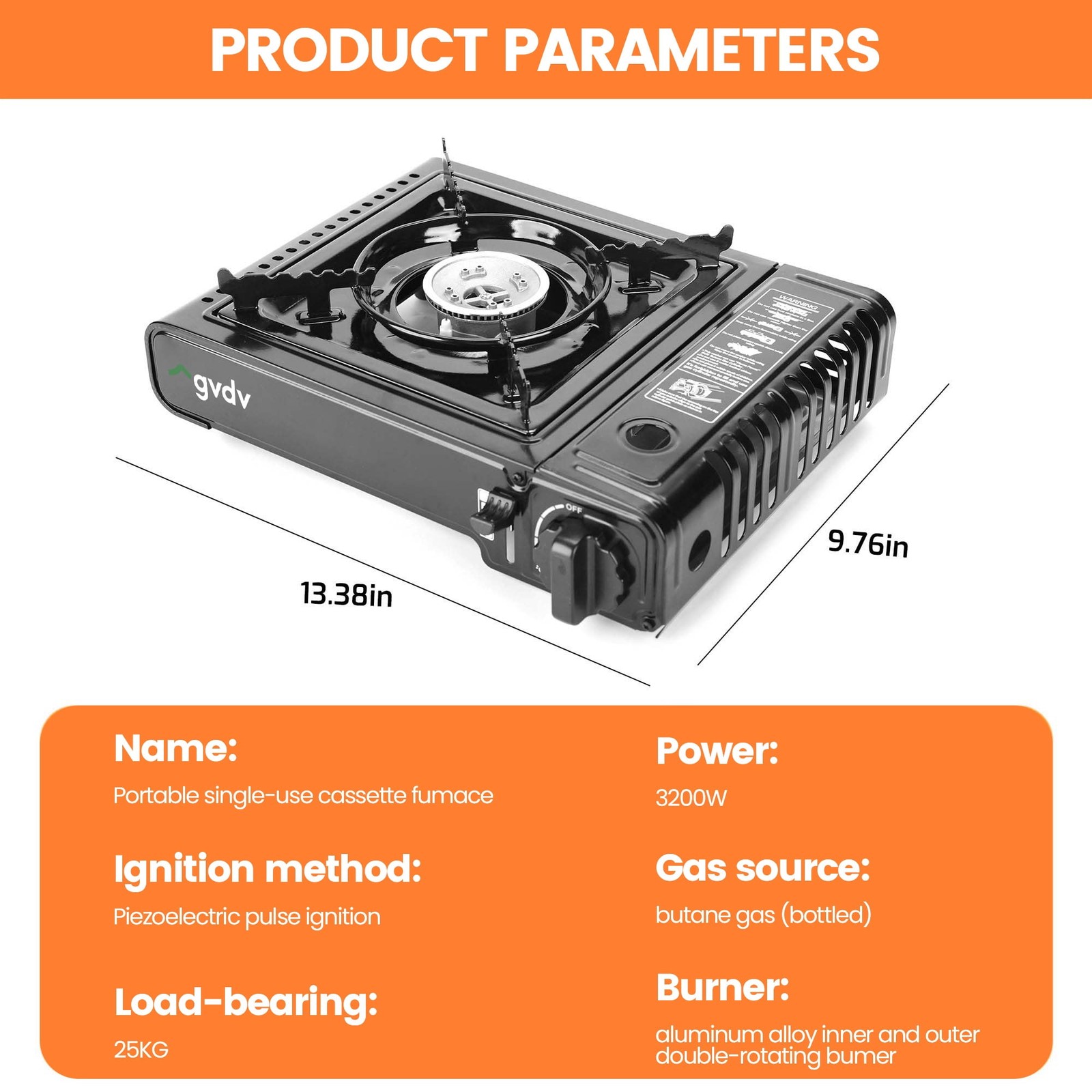 Portable Camping Stove, 1 Burner Butane Gas Stove with Updated Carrying Case