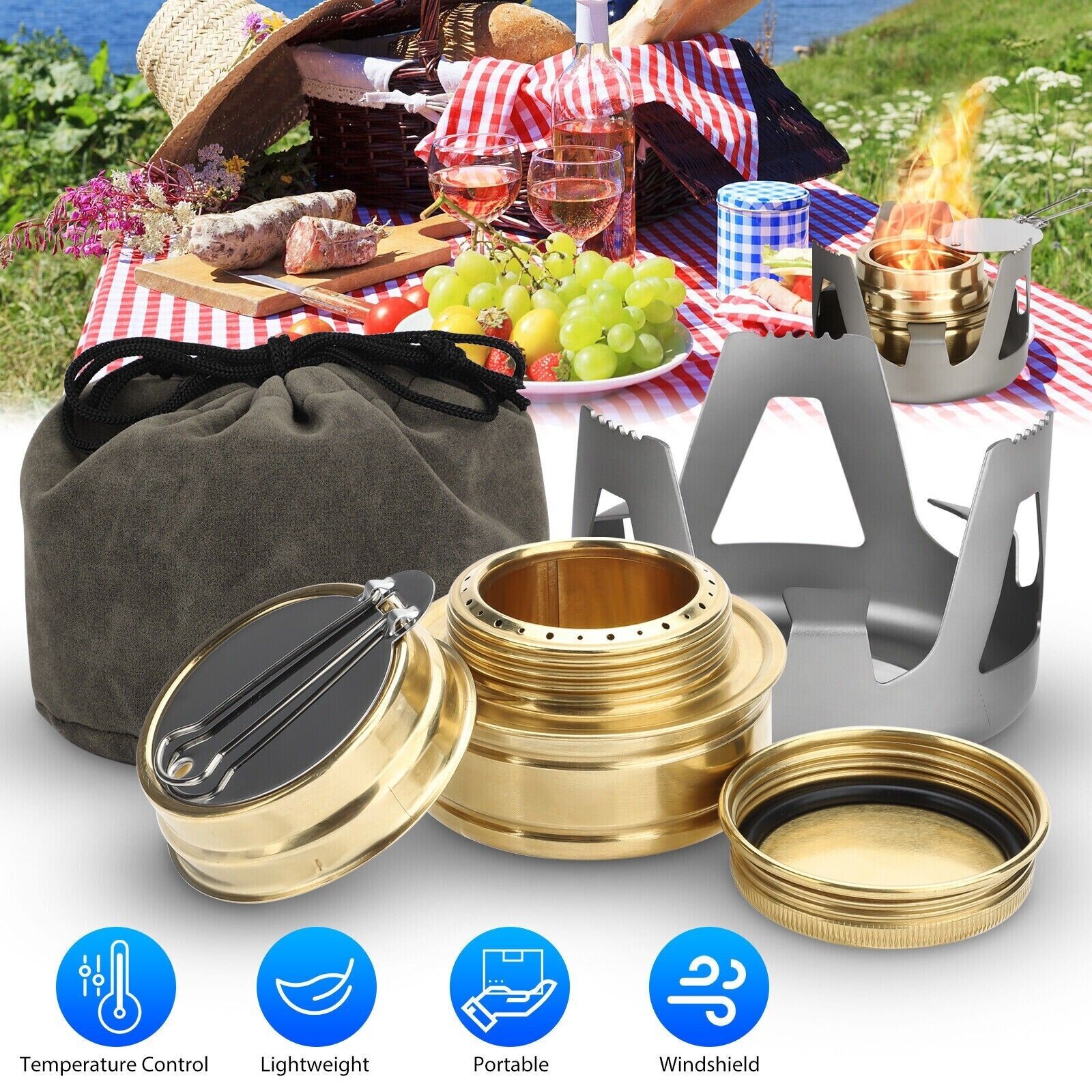 Portable Mini Alcohol Stoves Outdoor Alcohol Burner Camping Hiking Furnace