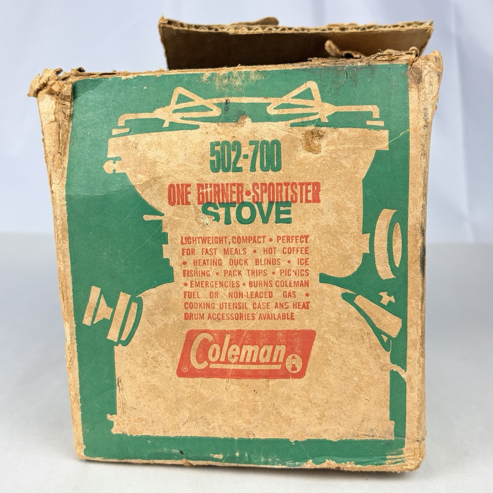 Coleman Sportster Stove 502-700 1 Burner Gas Camping Stove Green w/ Box 1974