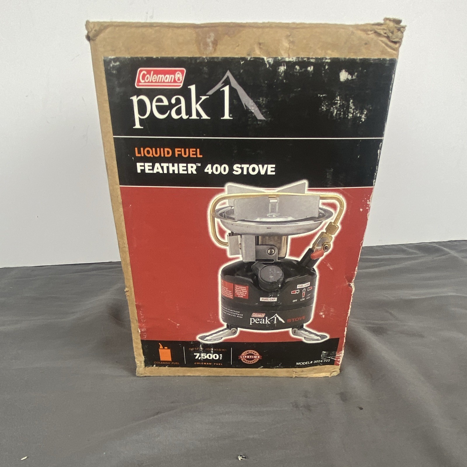 Coleman Peak 1 Feather 400 Liquid Fuel Stove 1 Burner 7500 BTU w/ Box