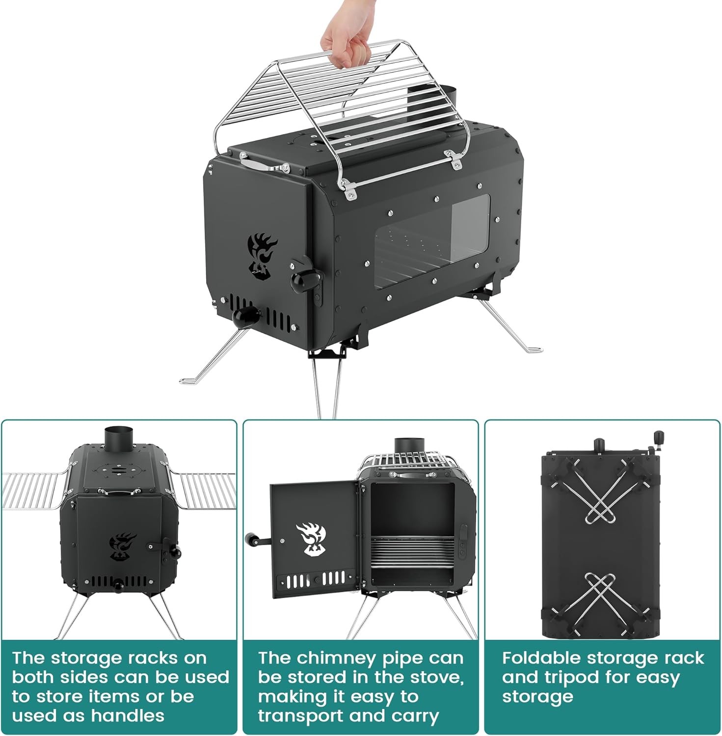 Tent Stove Portable Camping Stove Burning Stove With Chimney Pipes for Camping