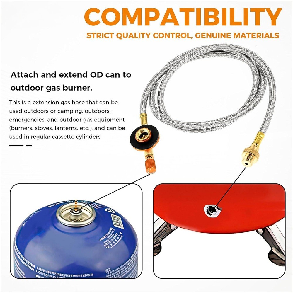 1 x Multi Gas Stove Extension Braided Hose 100cm For Camping Outdoor Picnic