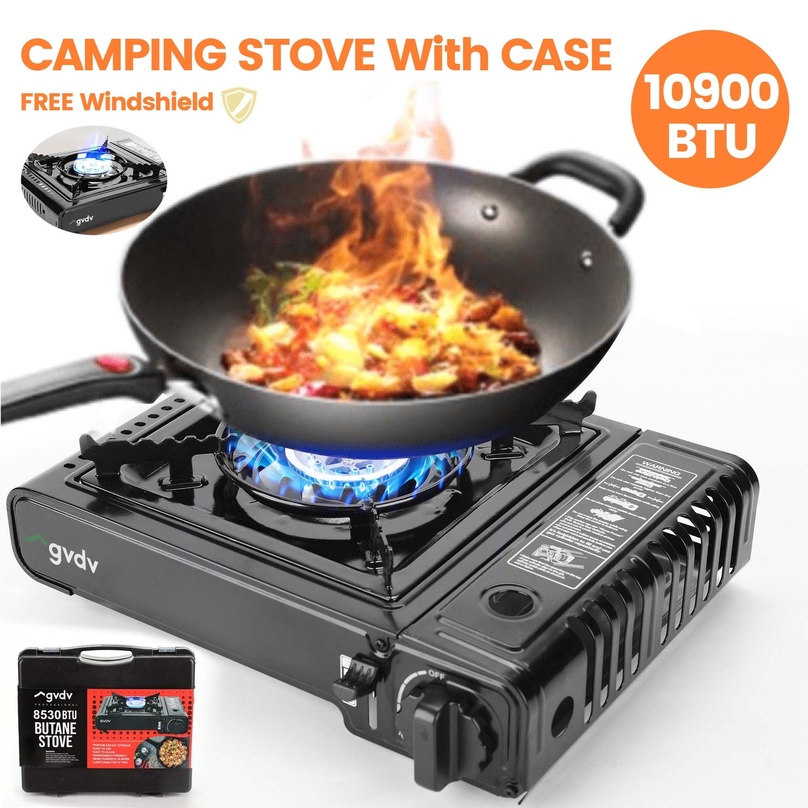 Portable Camping Stove, 1 Burner Butane Gas Stove with Updated Carrying Case