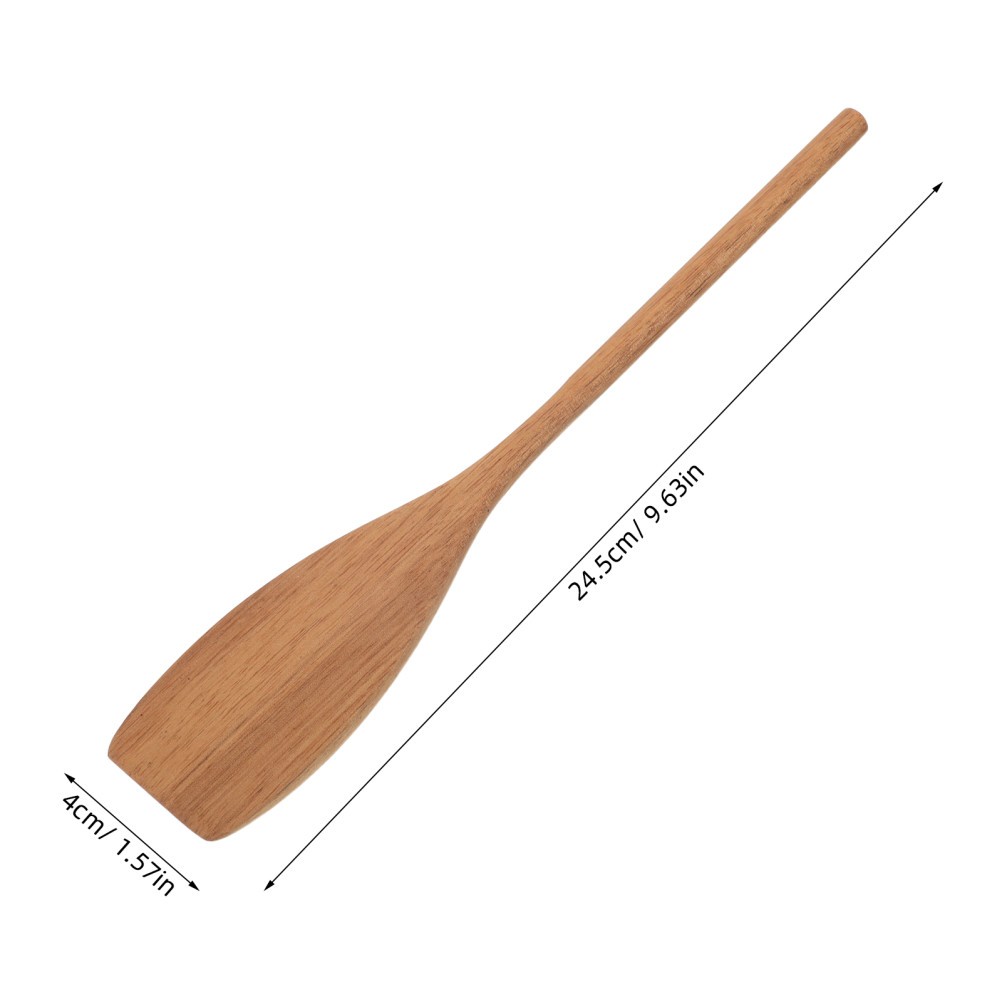 2pcs Wooden Kitchen Flat Spatula – Long Handle Mixing Spoons for Baking,