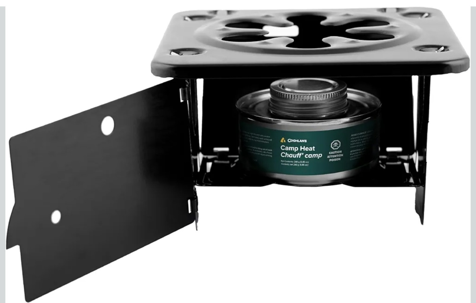 Portable Folding Camping Stove — Steel Cooking Stove, Black