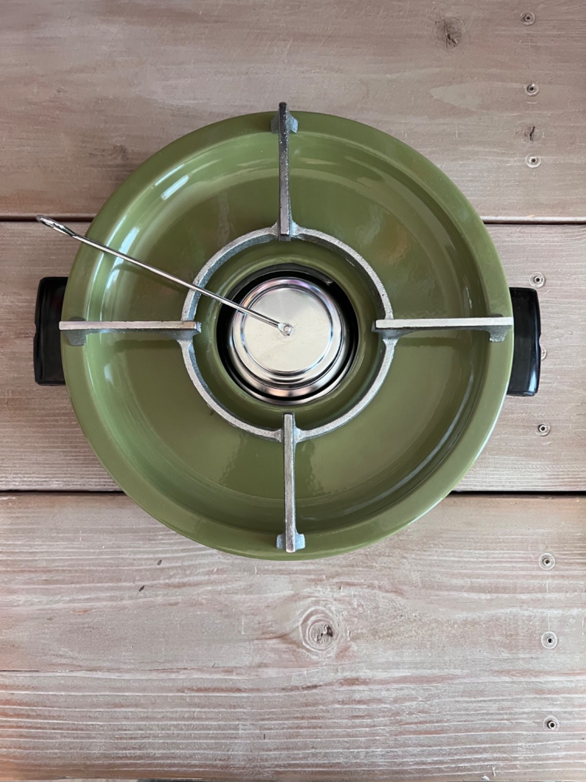Vintage Alcohol Heater Stove Burner Camping Stove Green/Mustard Yellow