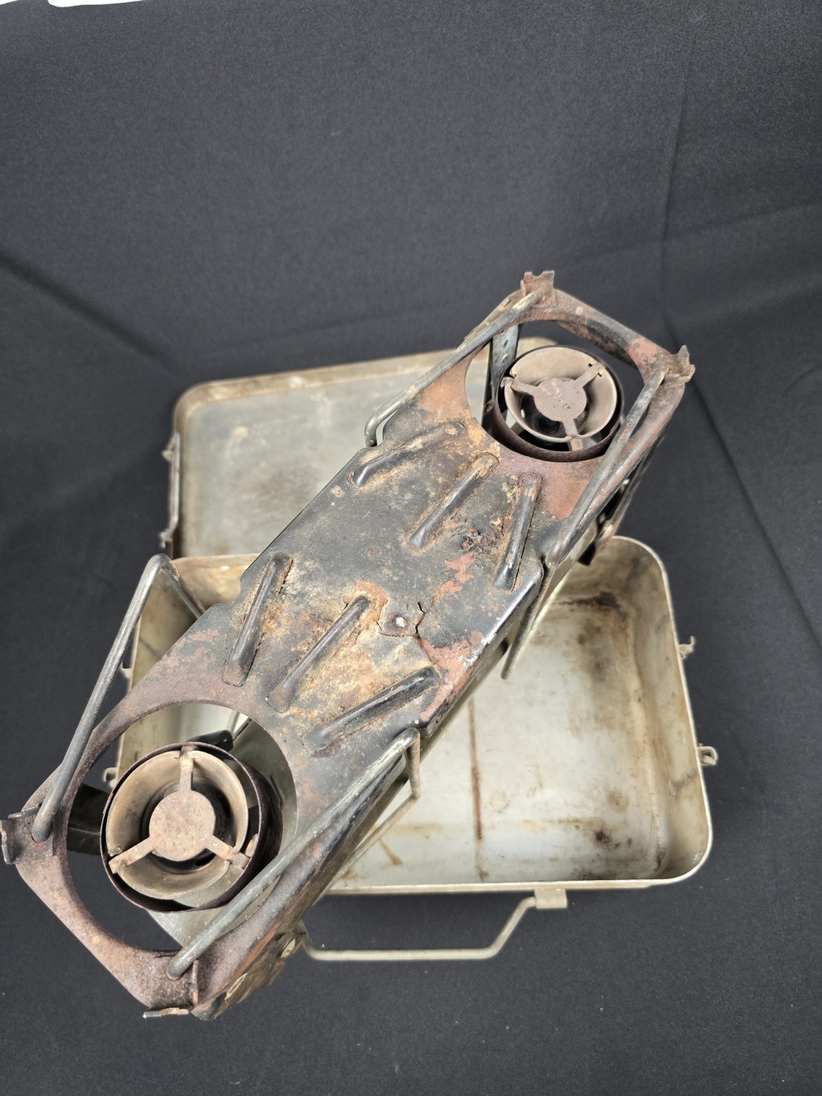 WW2 Agmco US Military Gas Field Stove Double Burner w/ Case 1945