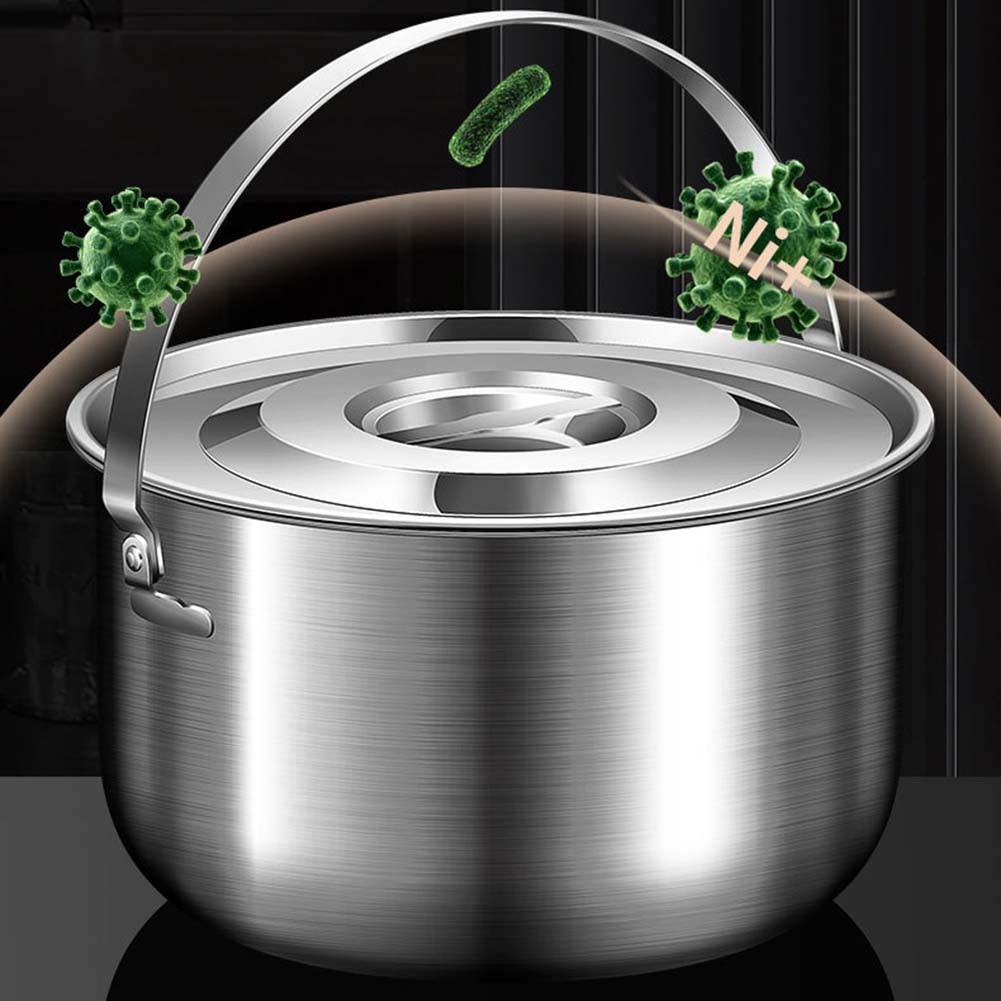 Stainless Steel Camping Cookware Pot with Lid and Handle for Outdoor Use