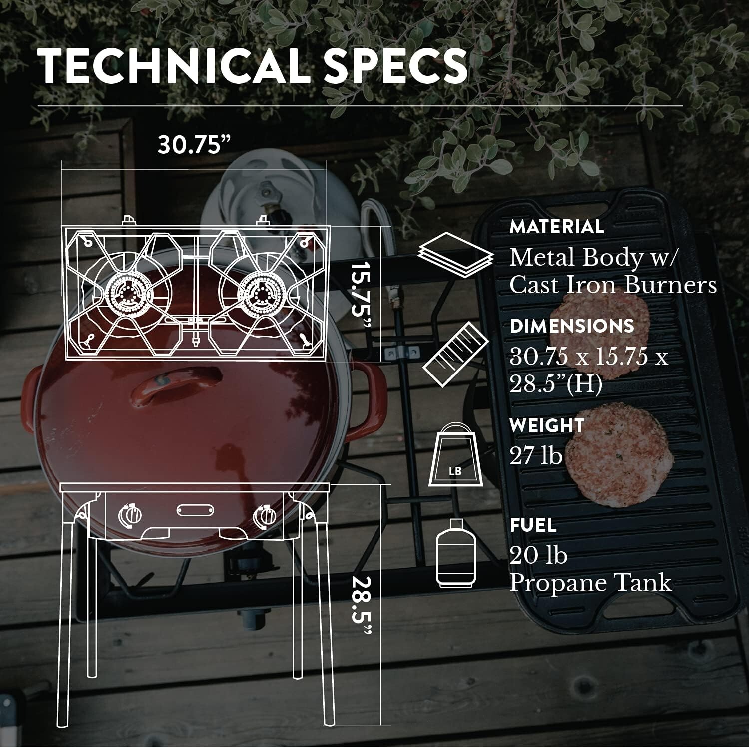 High Output Double Burner Stove with Steel Braided Hose – Tailgating Essential