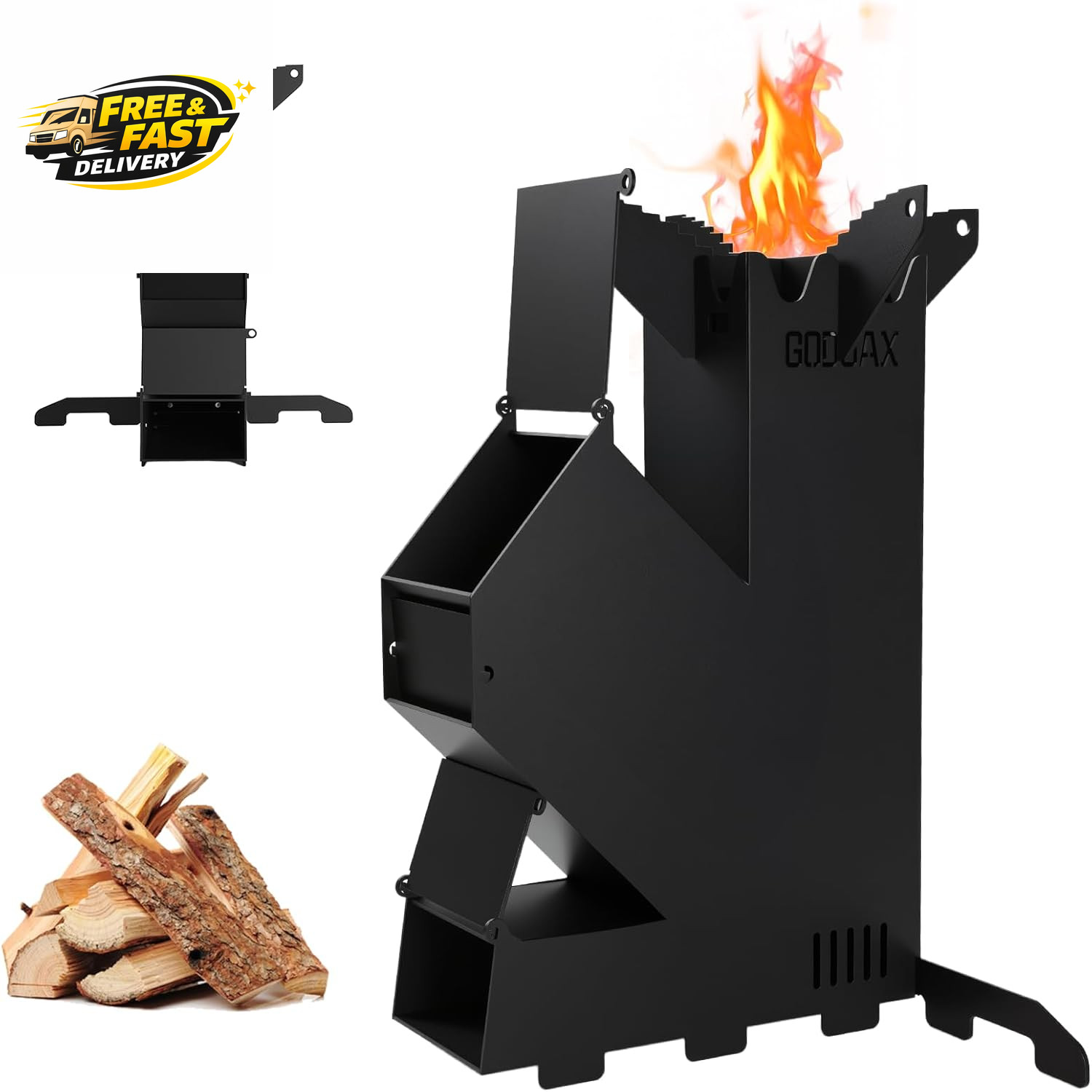 Rocket Stove for Cooking Portable Wood Burning Wood Fire Camping Backyard Cookin