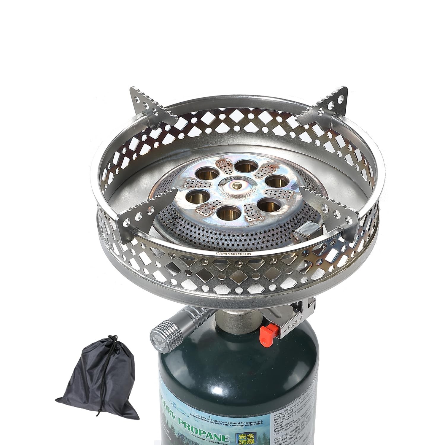Portable Propane Camping Stove – High Output Single Burner, Piezo Ignition, Wind