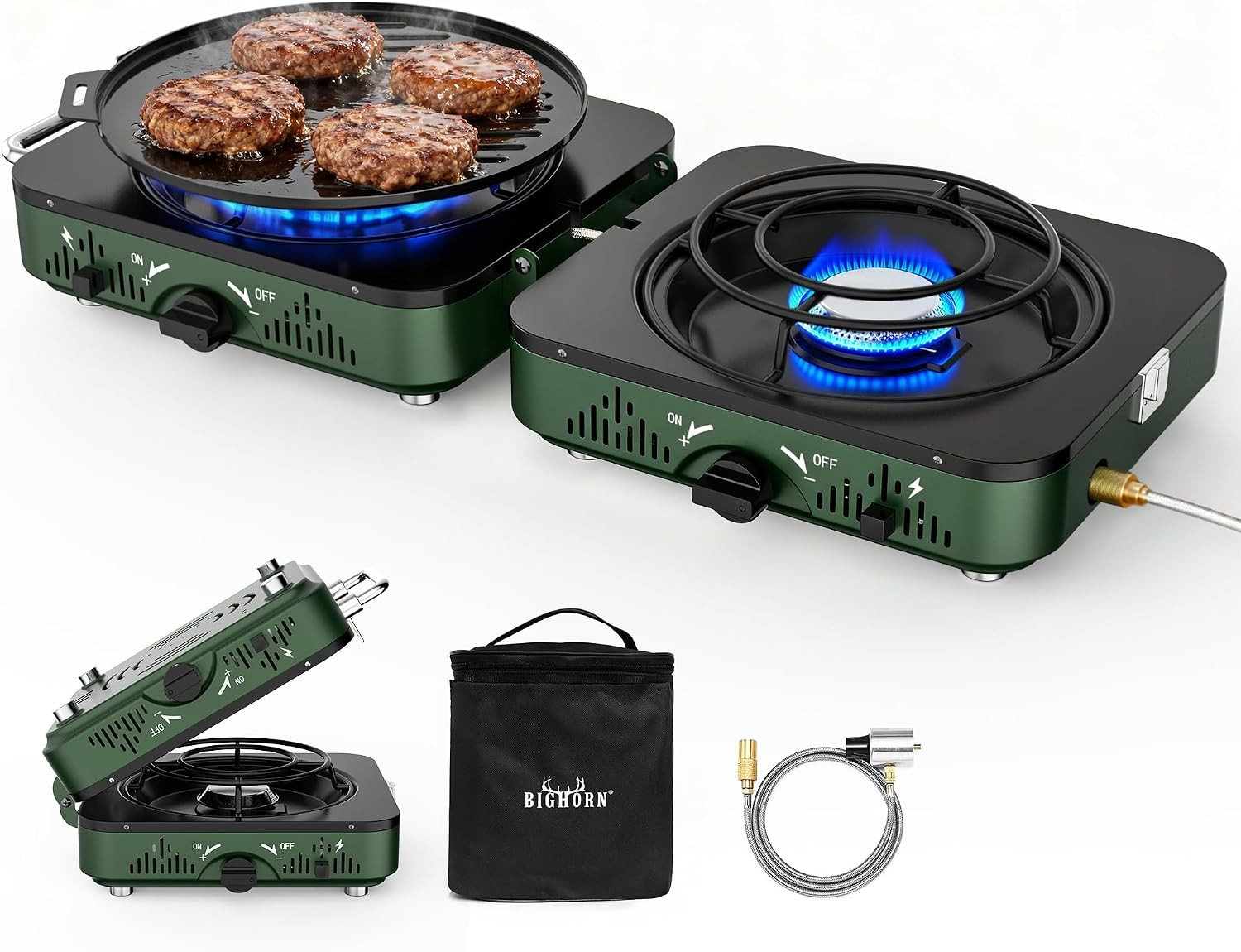 2 Burner Propane Camping Stove Portable Camp Stove Folding Gas Stove