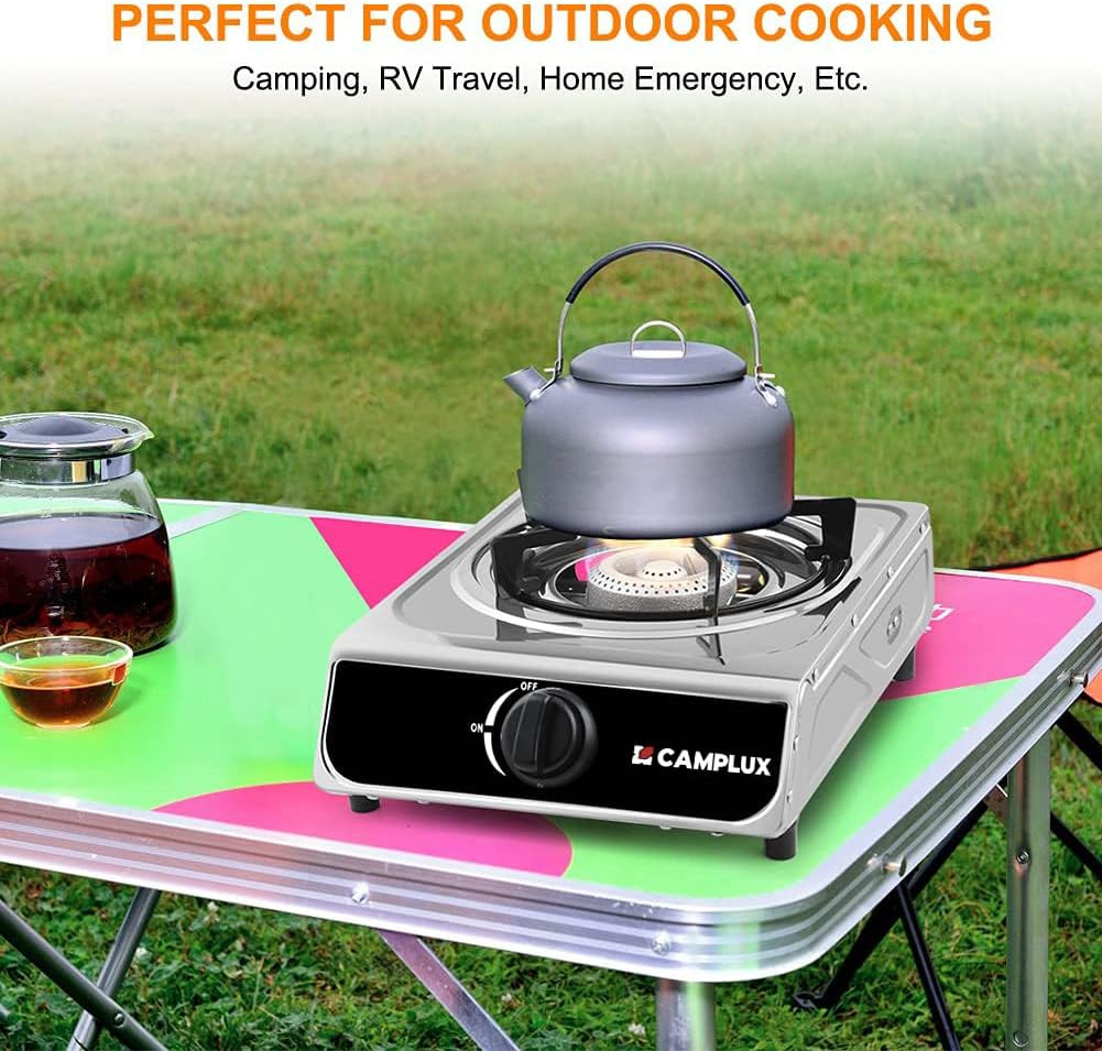 Portable Stainless Steel Propane Stove 9,800 BTU – Single Burner Gas Cooker