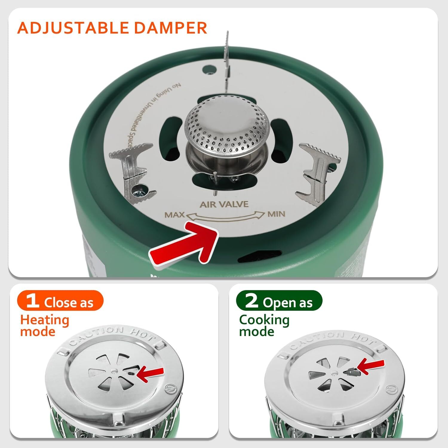 2 in 1 Portable Propane Heater Indoor Gas Stove Equipment for Outdoor Household