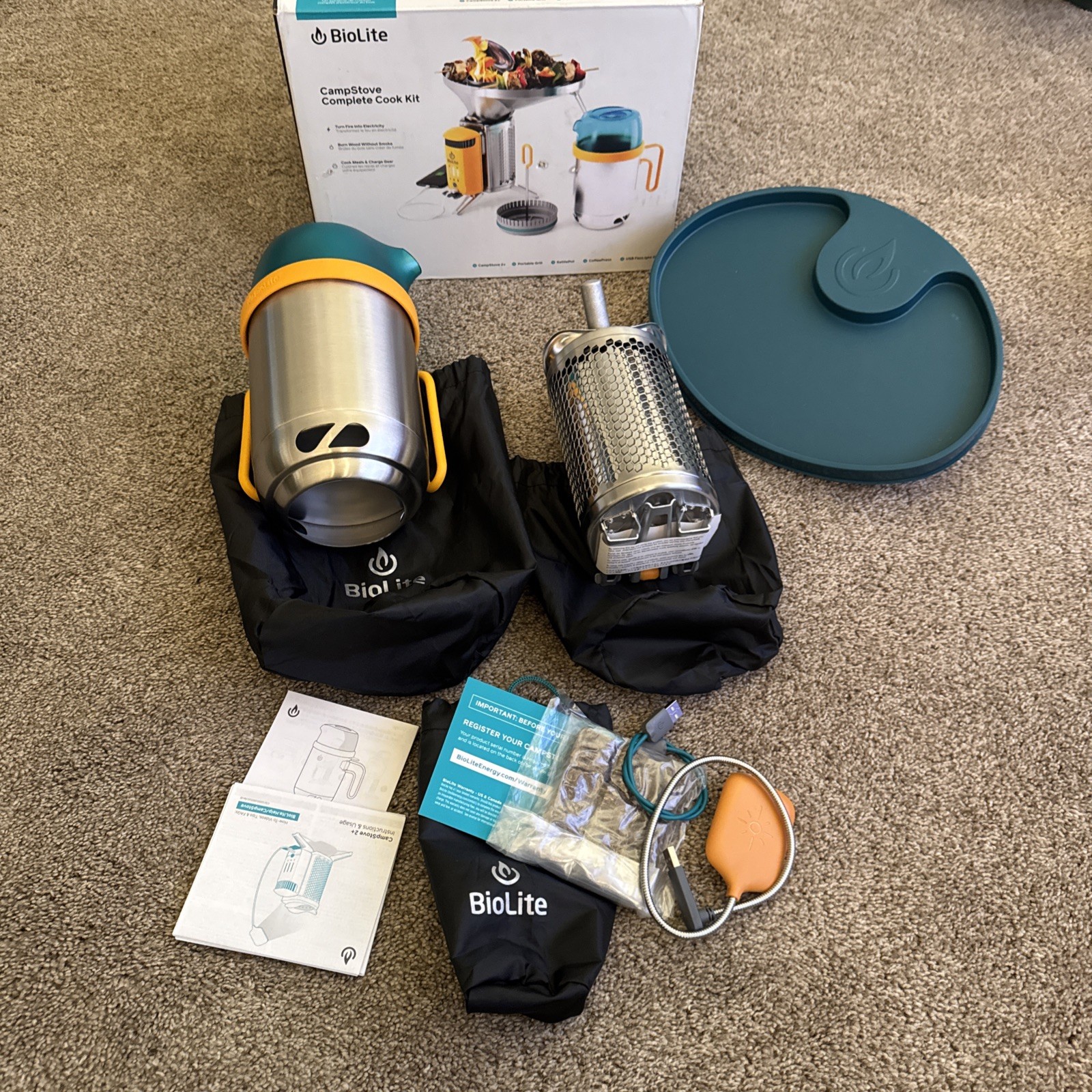 BioLite CampStove 2+ Wood Burning, Complete Cook Kit, Silver