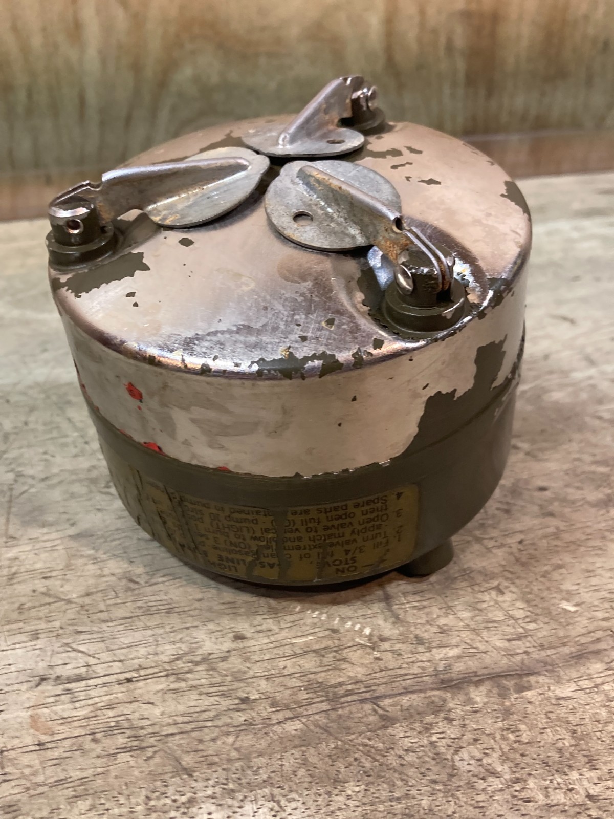 M1950 Coleman Stove – Fount Tank – Major paint and Decal loss