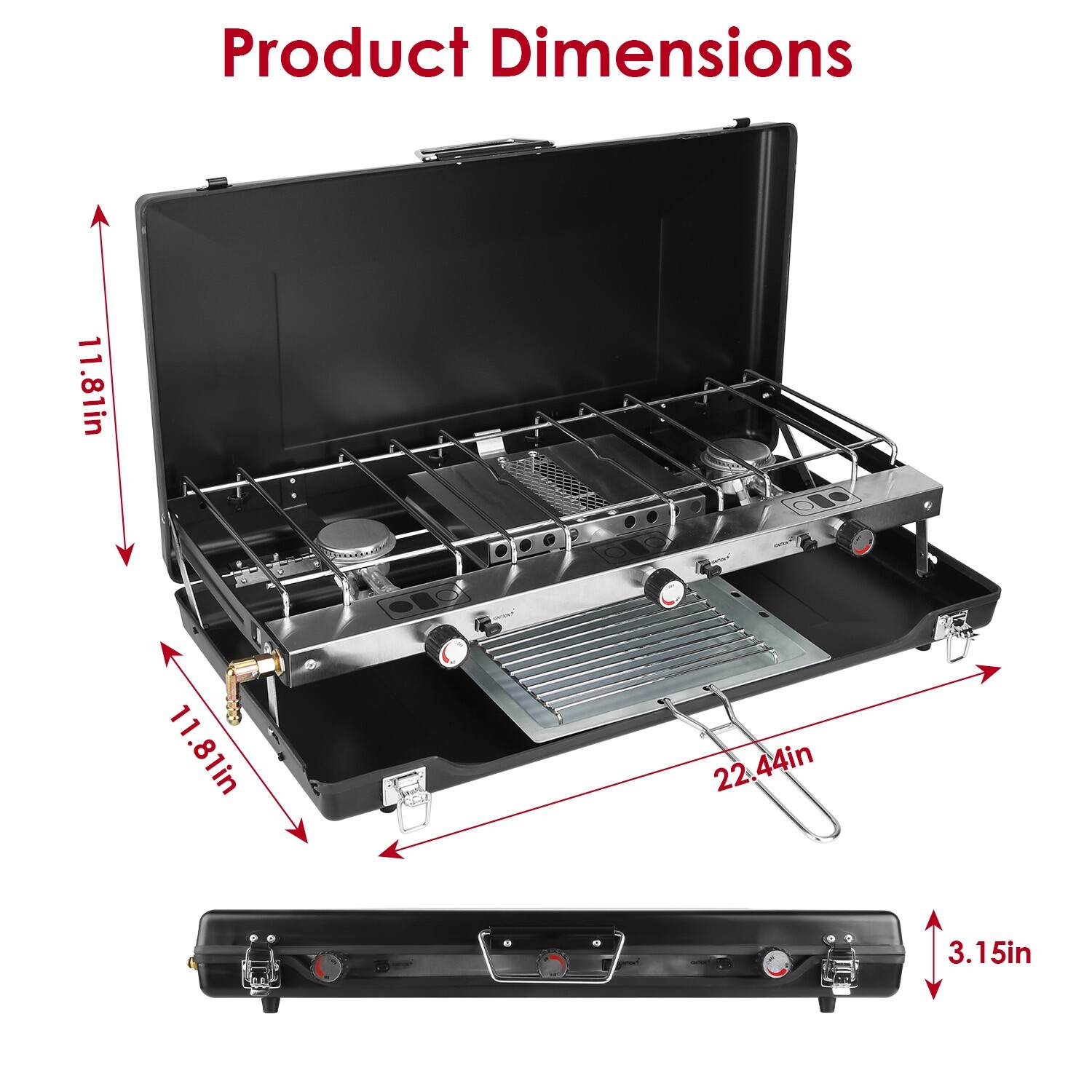 Professional Outdoor Stove Propane Burner – Portable 3 Cooker Camping BBQ Grill