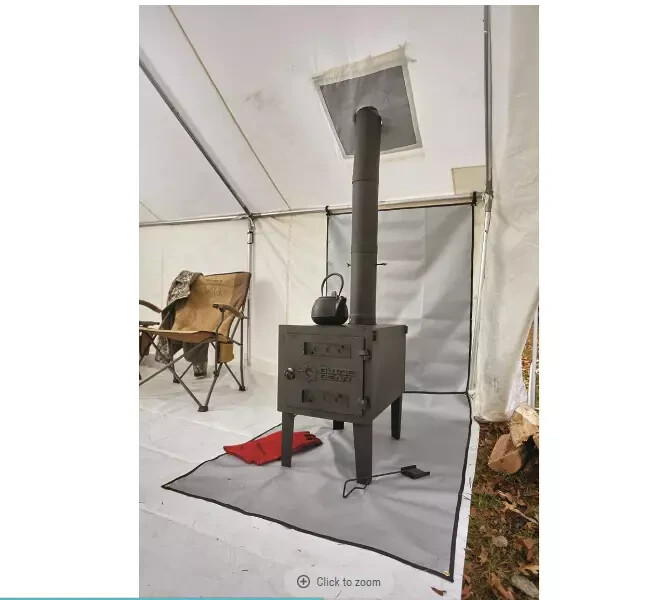 LARGE Wood Burning Stove Outdoor Camping Cast Iron Steel Fire-Box Heat