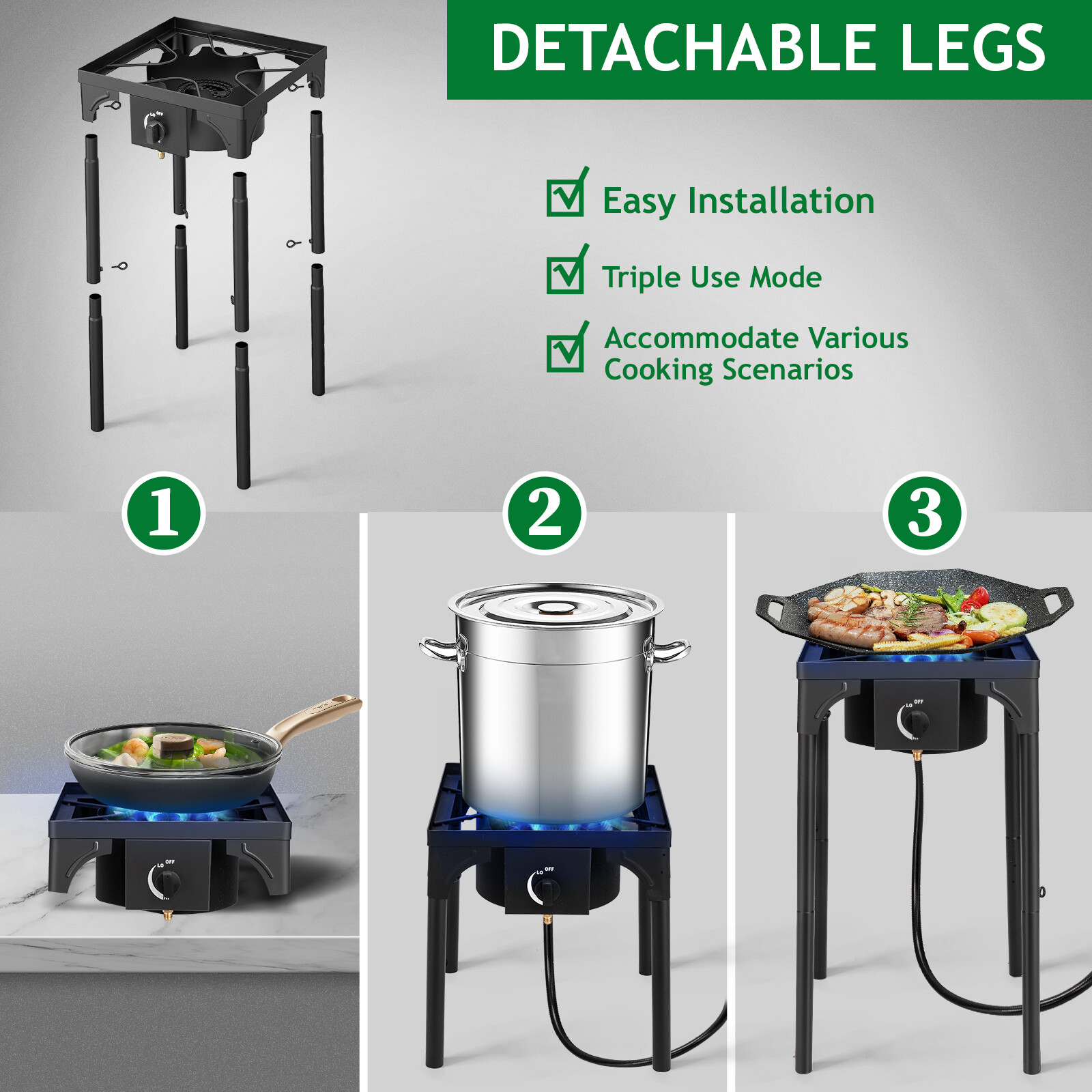 Portable Propane Gas 75000 BTU Single Burner Outdoor Camping Stove BBQ Grill