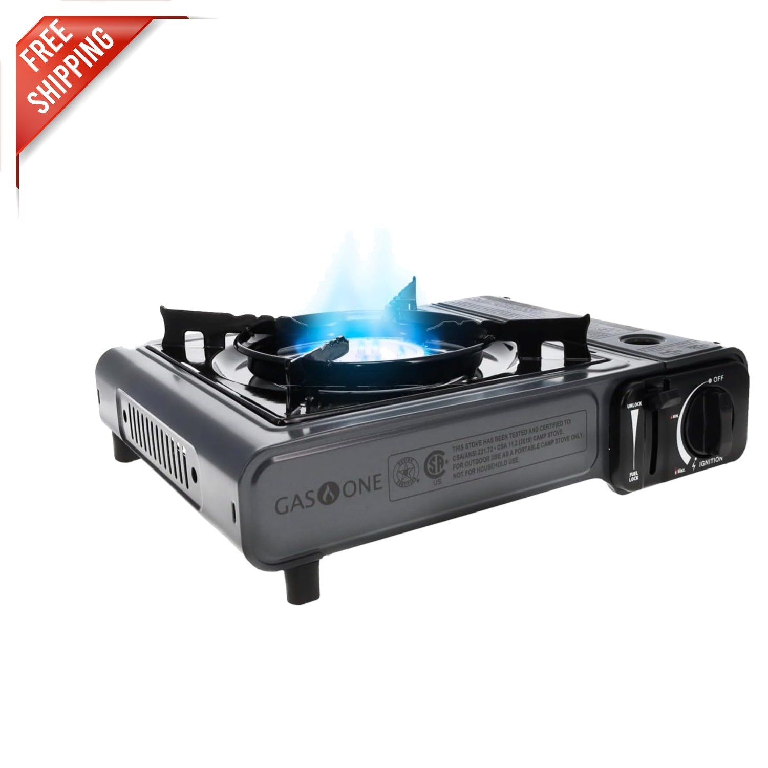 Approved Gas One Butane Camping Stove with Carry Case – High Output 7650 BTU