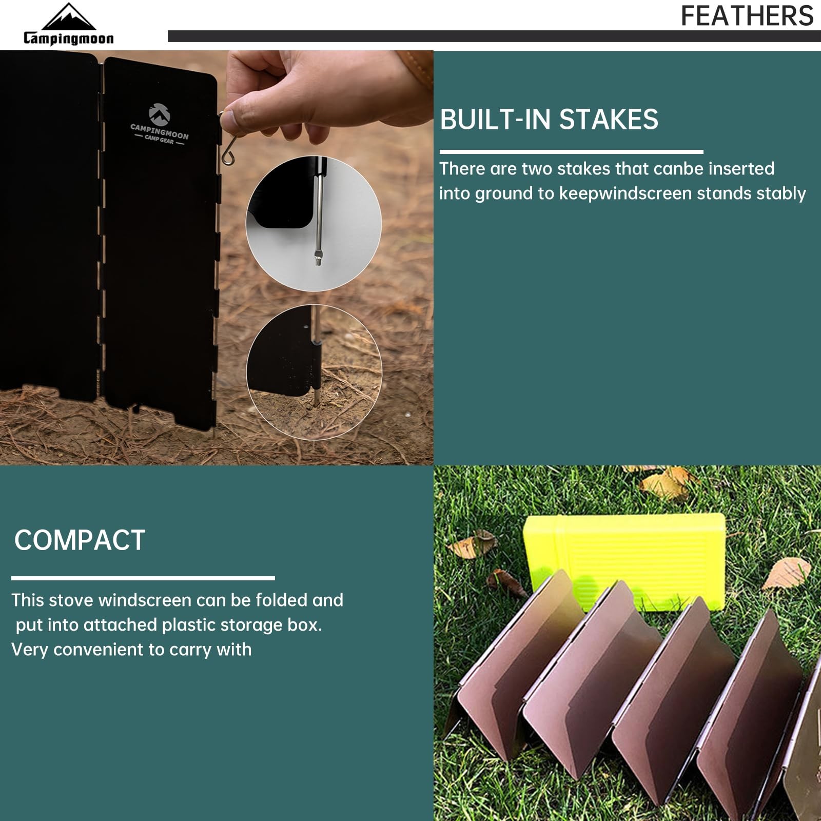 Campingmoon Camp Stove Windscreen,Foldable Aluminum Alloy 10 Plates Wind Shie…