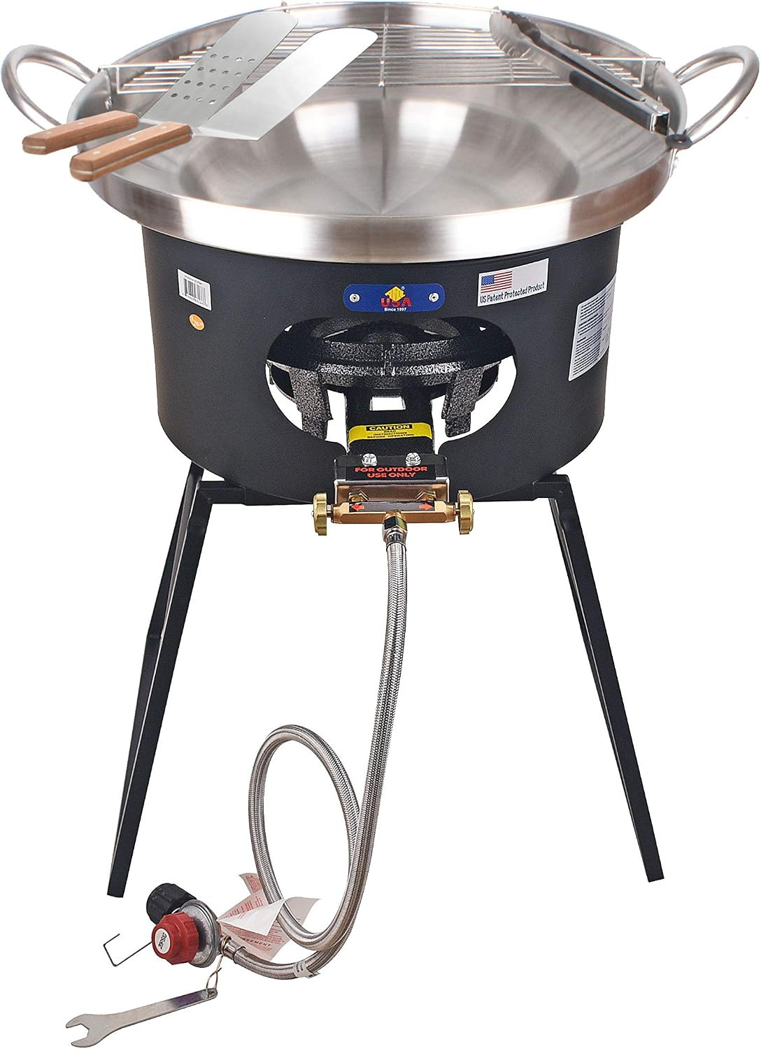 ARC, 23″ Heavy Duty Stainless Steel Concave Comal Set with 80,000BTU Propane Bur