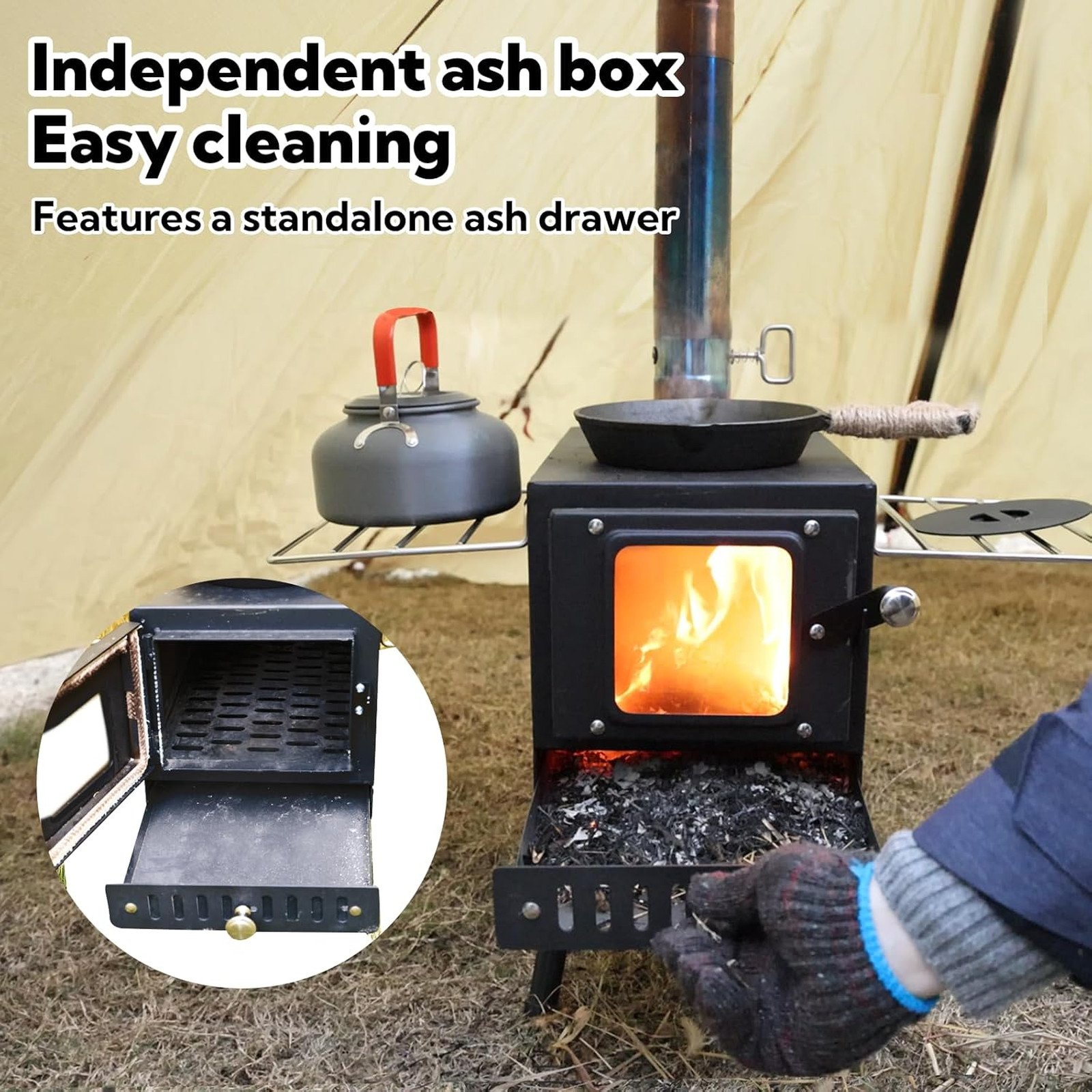 Wood Burning Stove,Tent Stove for Heating,Folding Portable Wood Stove for