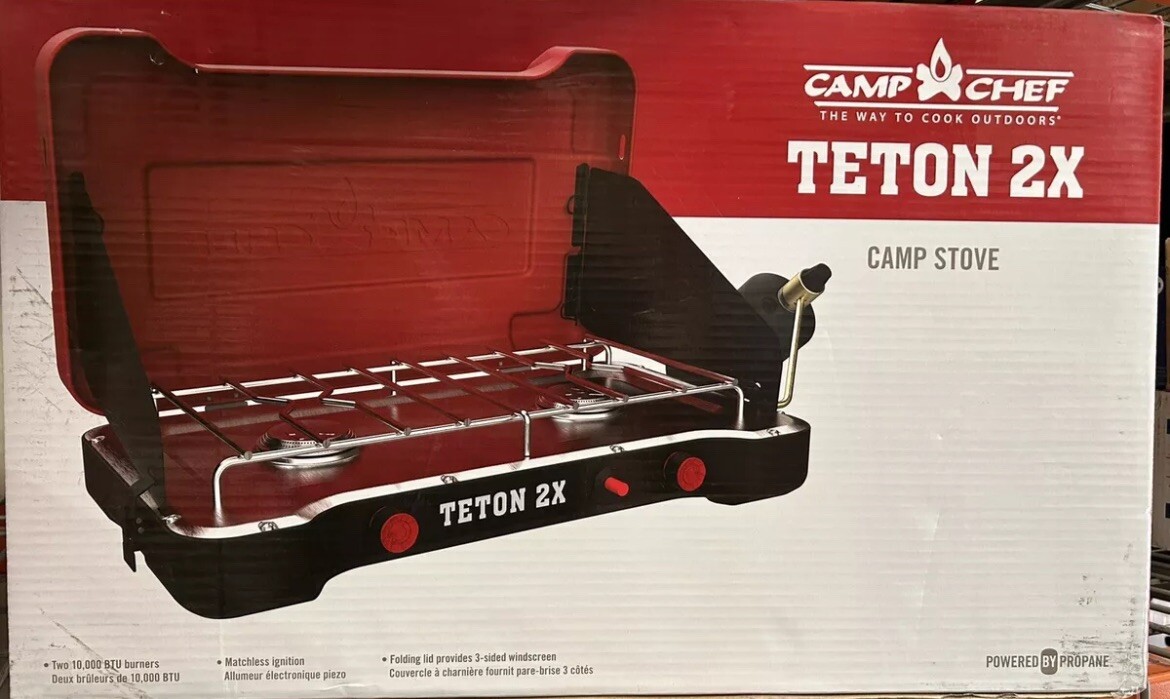 Camp Chef TETON 2X Two 10,000 BTU Burners Portable Camp Stove NEW