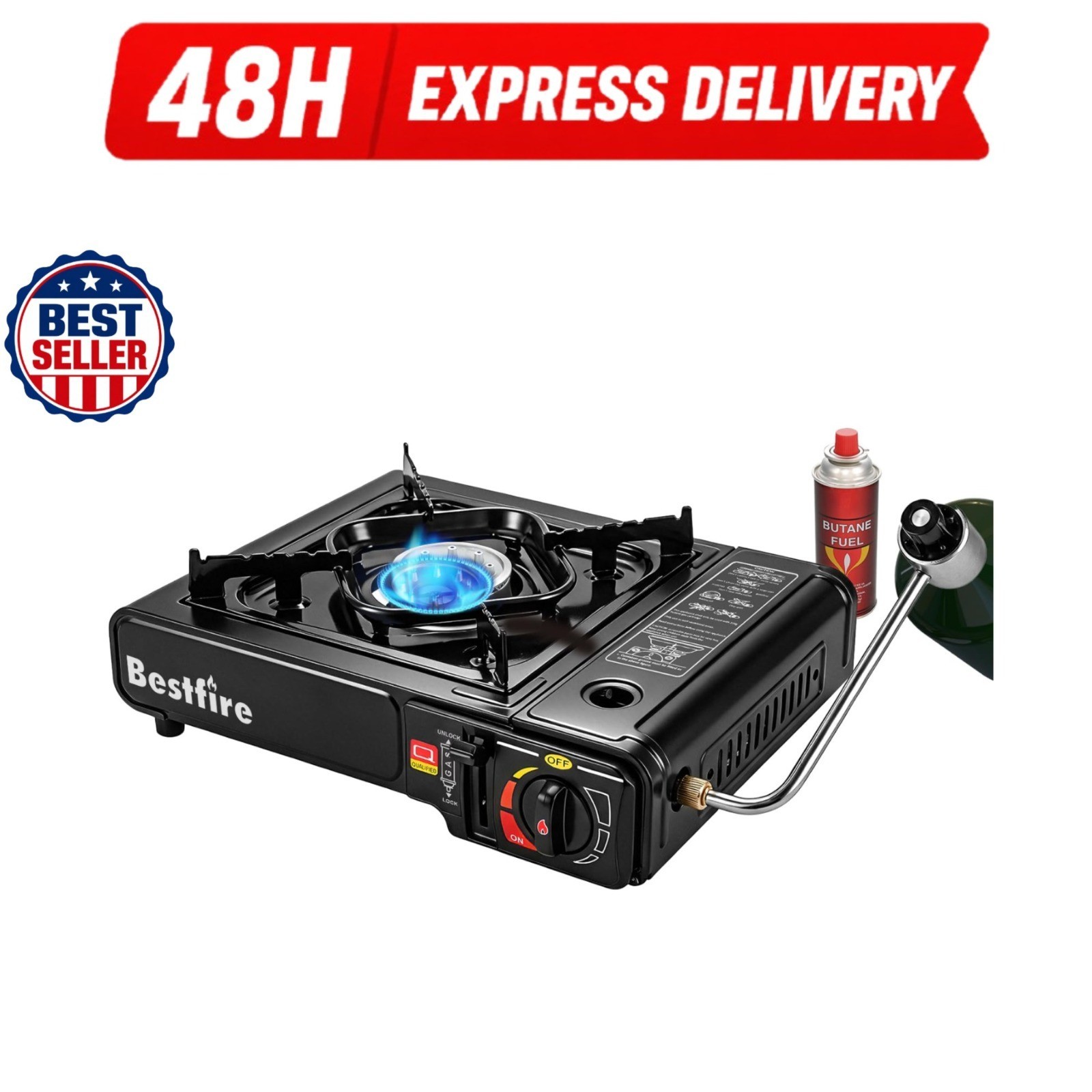 BESTFIRE Portable Dual Fuel Camping Stove – 10,000 BTU Butane & Propane