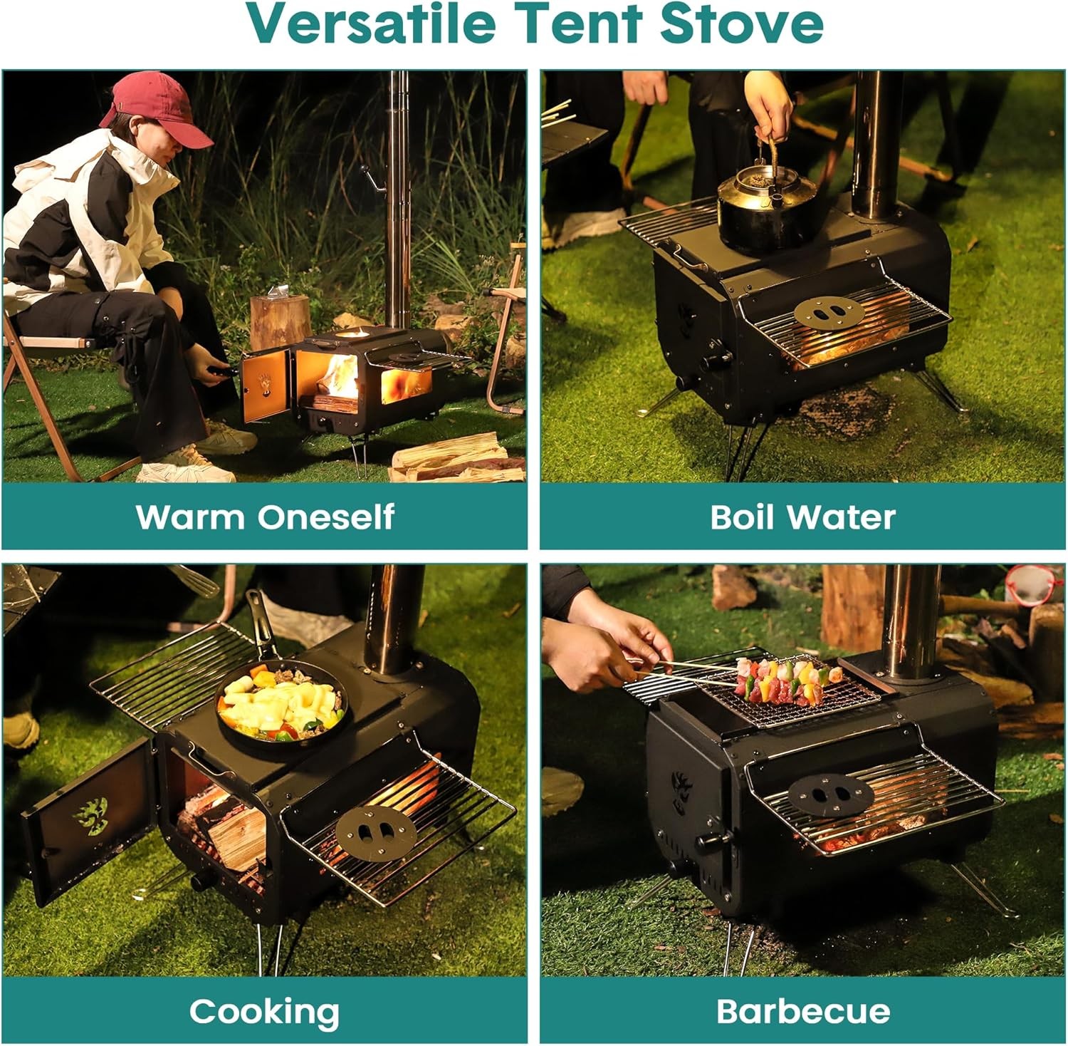 Tent Stove Portable Camping Stove Burning Stove With Chimney Pipes for Camping